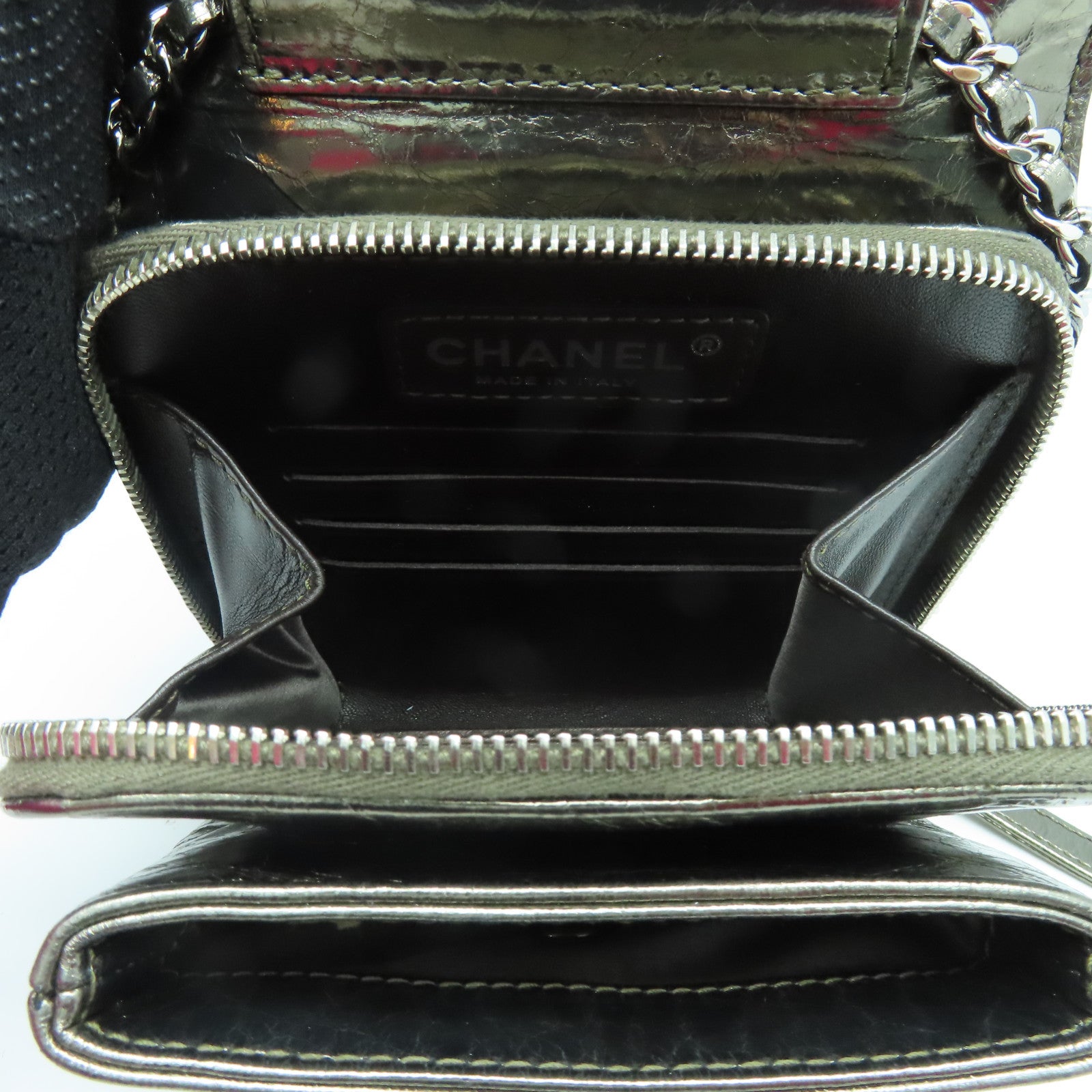 CHANEL 菱格Aged Calf皮革Chain Shoulder Bag銀扣鏈帶肩背袋青銅色