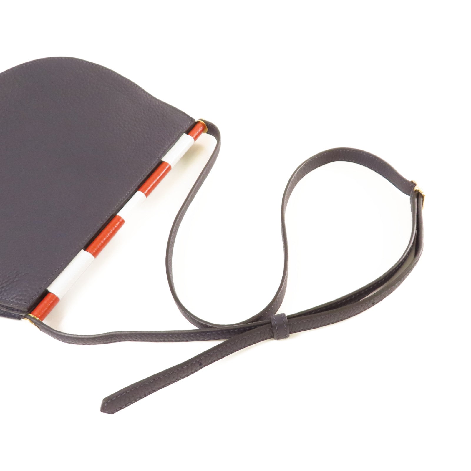 HERMES 牛皮皮革Sac Saut 25 Shoulder Bag金扣肩背袋深藍色
