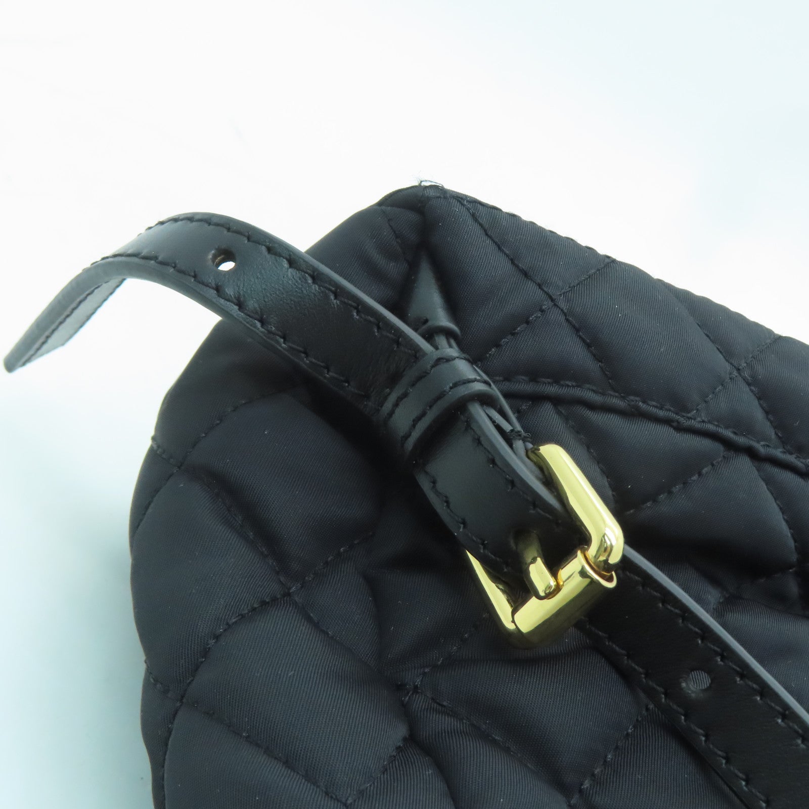 MOSCHINO Rhombus Nylon Backpack Gold Buckle Backpack Black