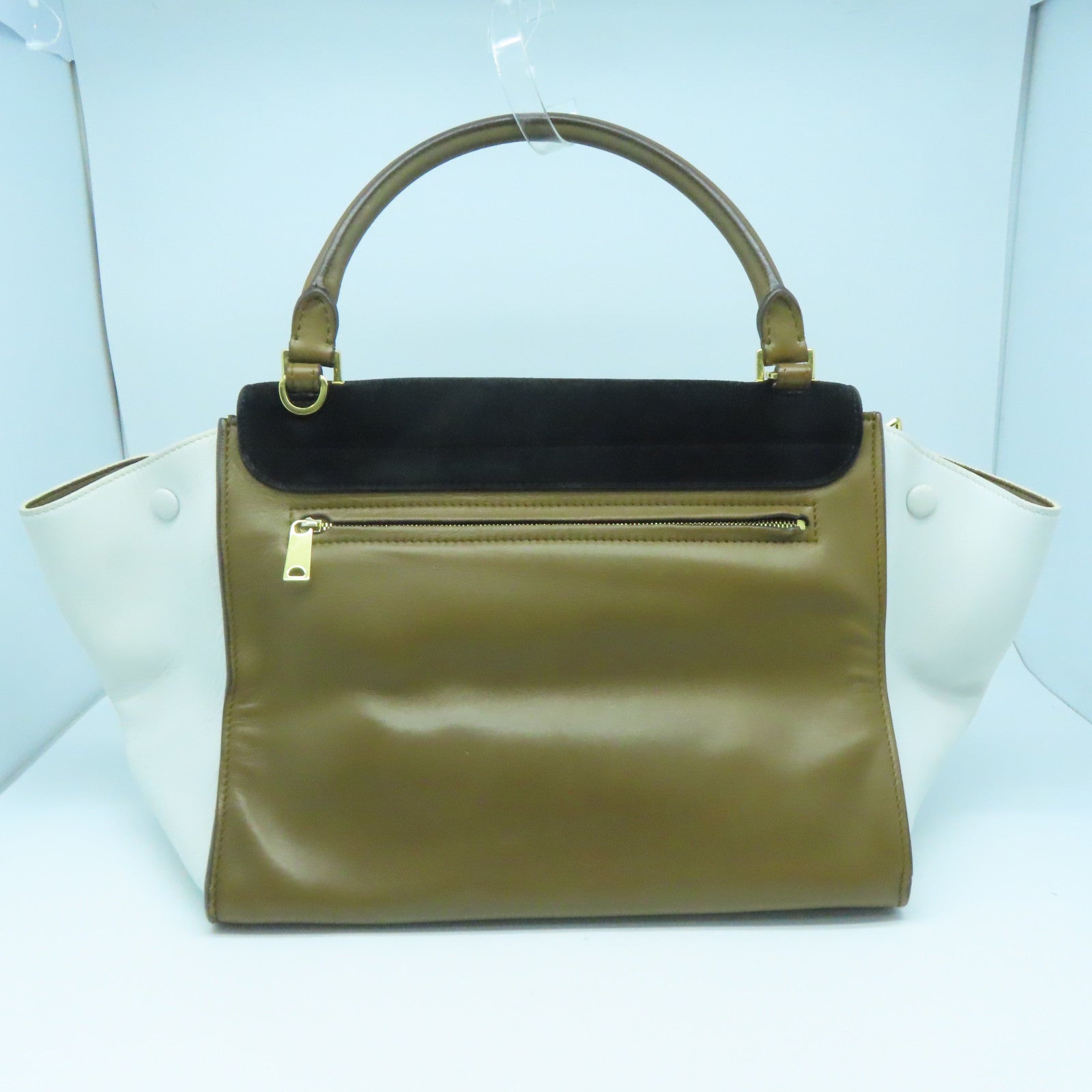 CELINE 牛皮皮革Shoulder Bag金扣肩背袋白色啡色