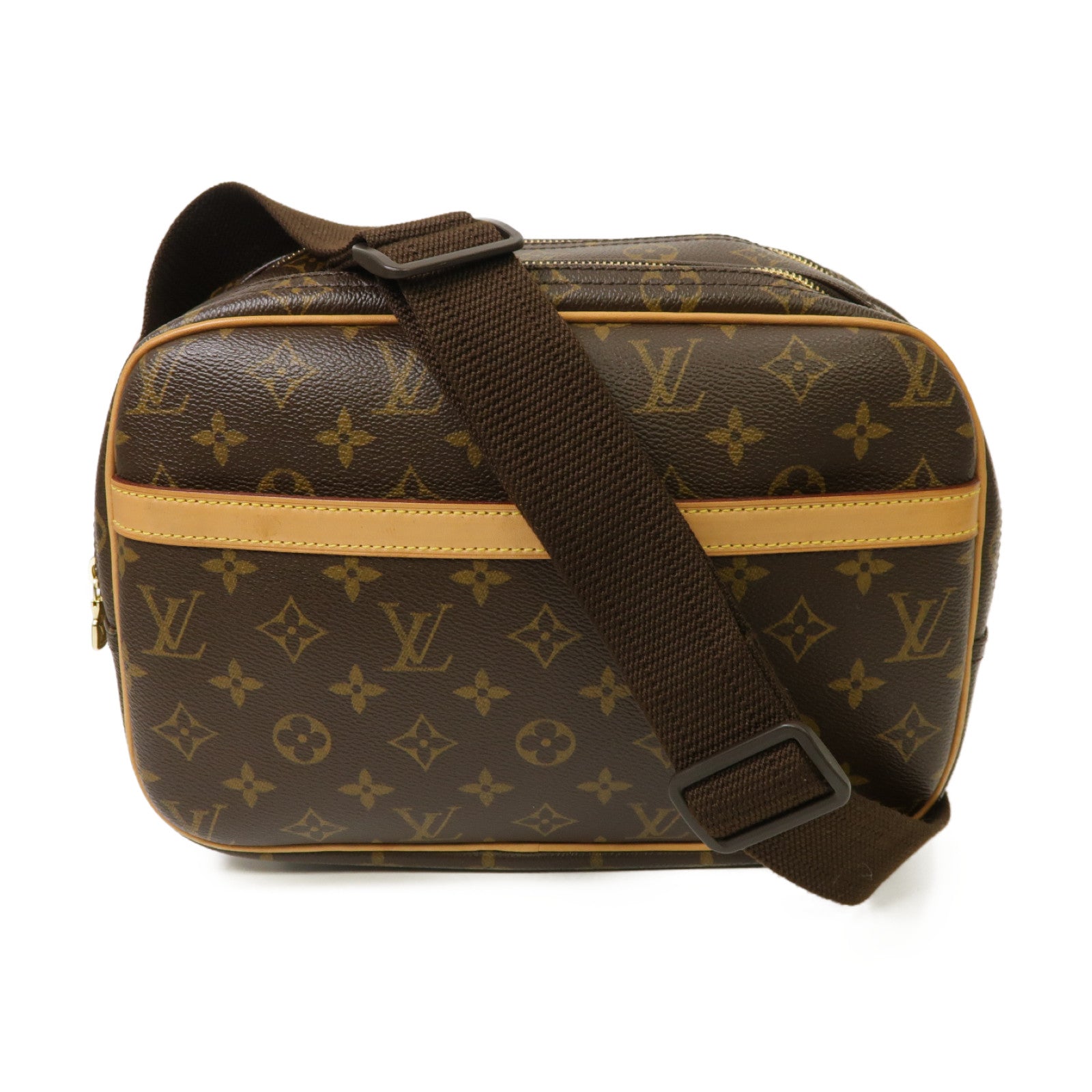 LOUIS VUITTON Monogram Reporter金扣肩背袋棕色