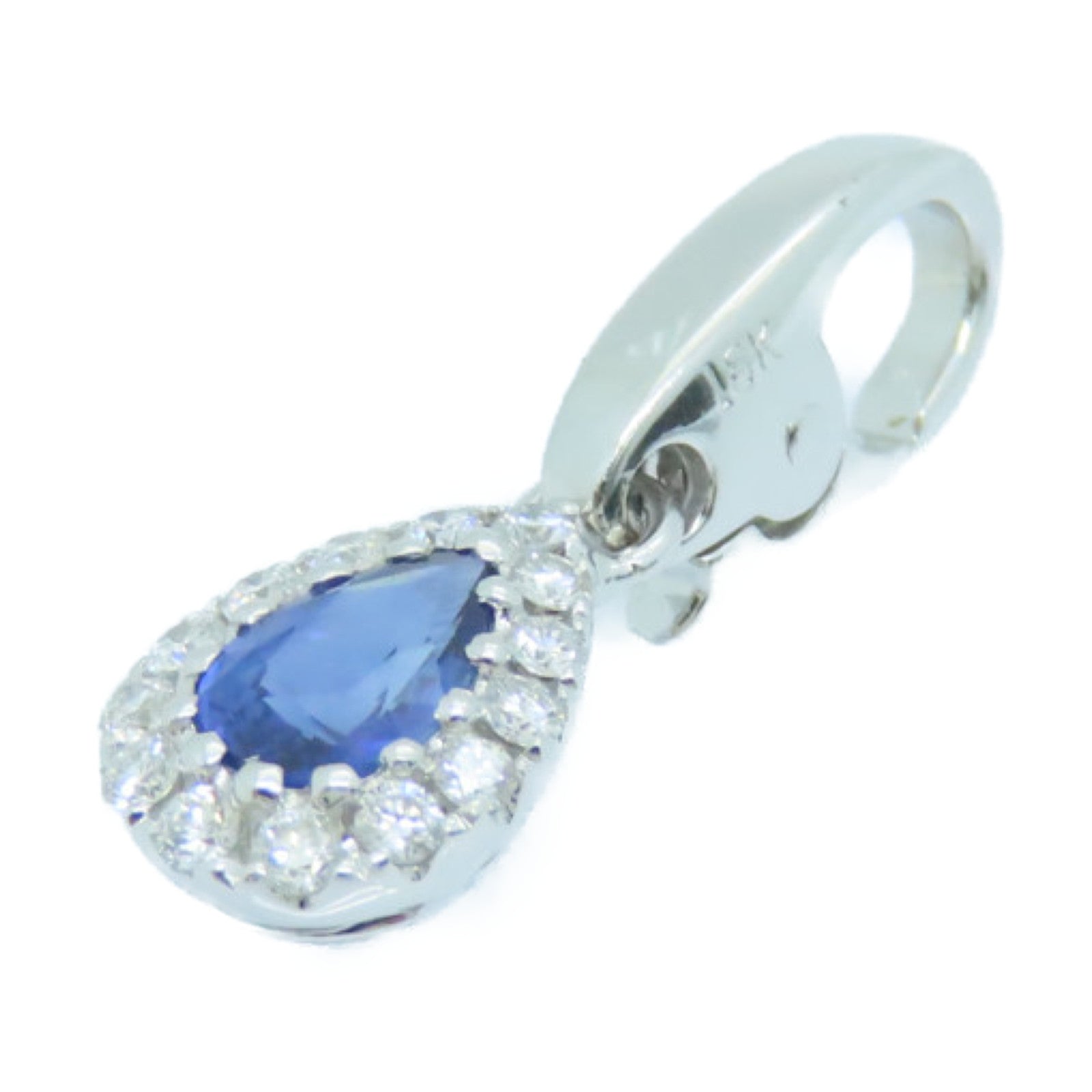 JEWELRY 18K白金Sapphire Pendant蓝宝石吊坠