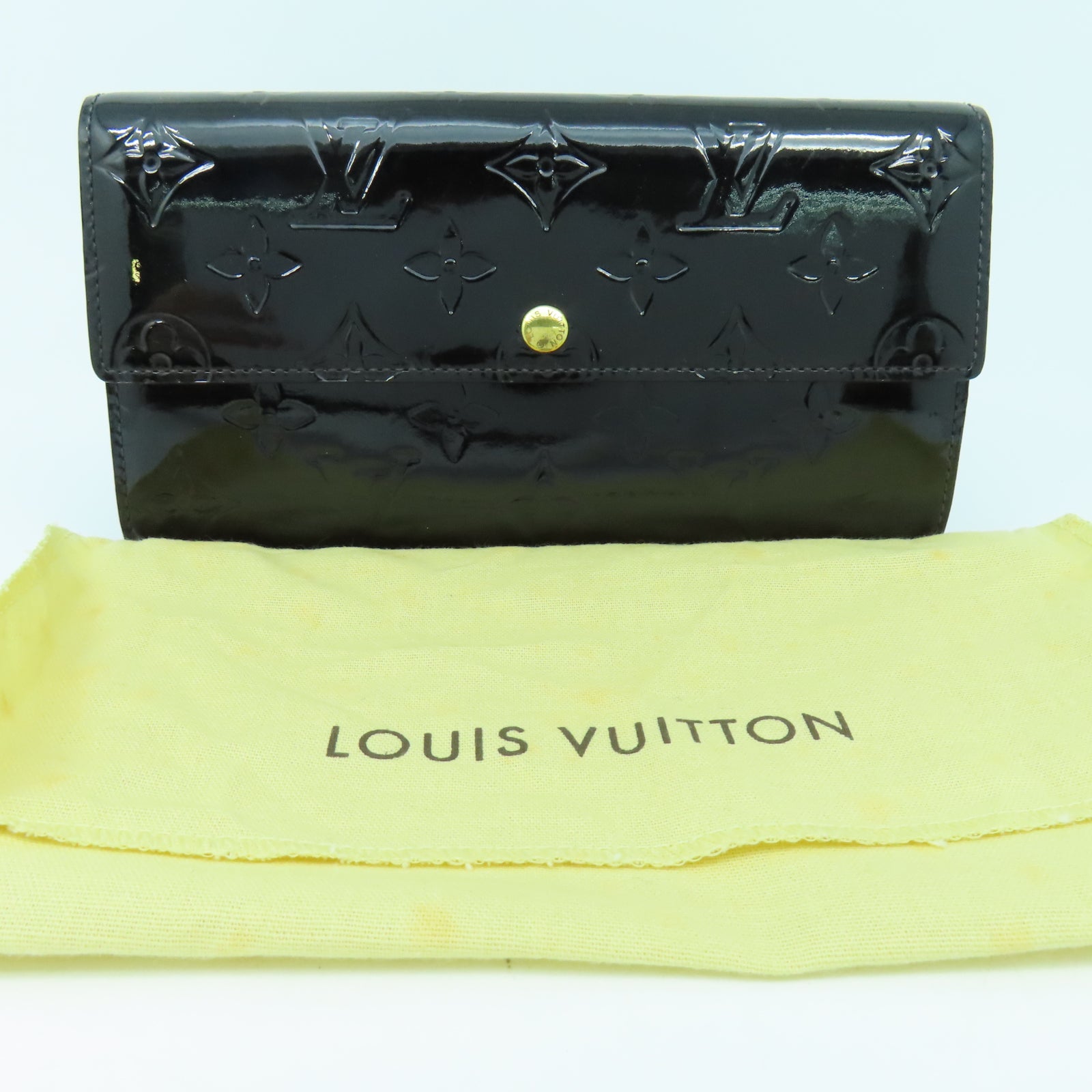LOUIS VUITTON Vernis Long Wallet金扣长钱包黑色