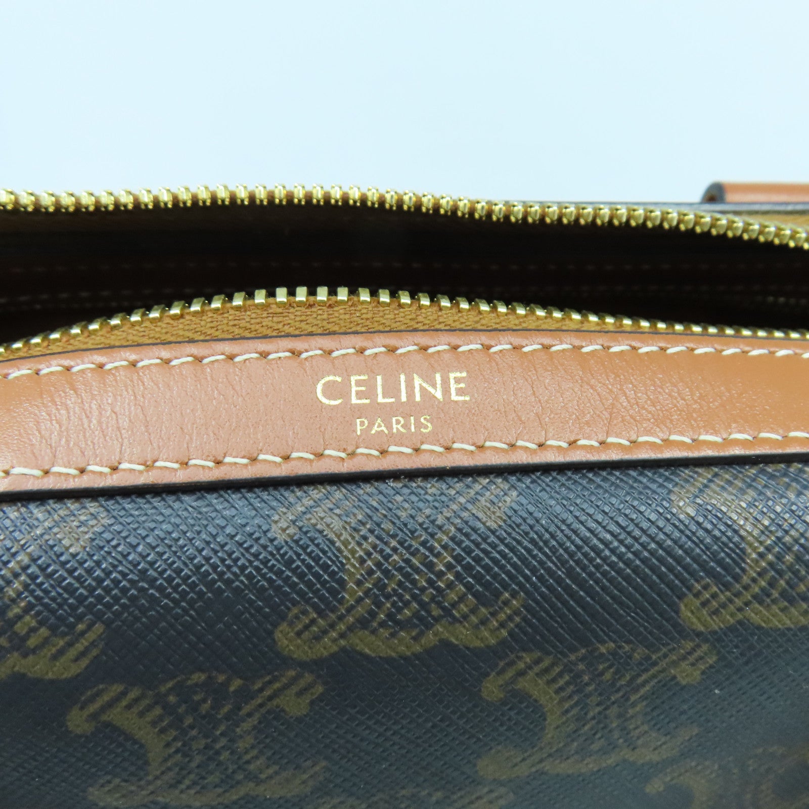 CELINE 塗層帆布Boston Bag Medium金扣手挽肩背兩用袋啡色