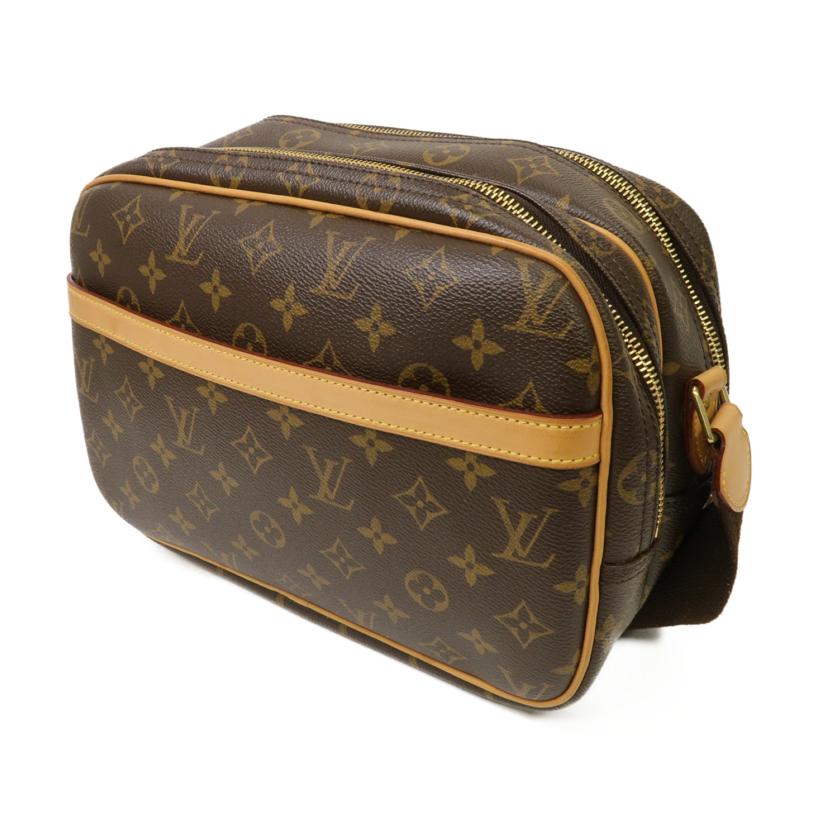 LOUIS VUITTON Monogram Reporter金扣肩背袋棕色