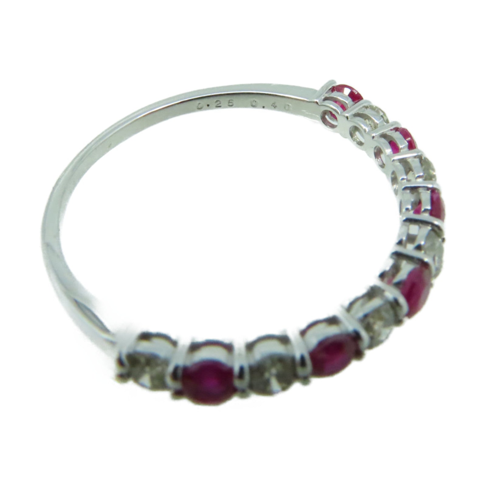 JEWELRY 18K白金/0.4ct红宝石/0.25ct钻石Ruby Ring戒指US#6