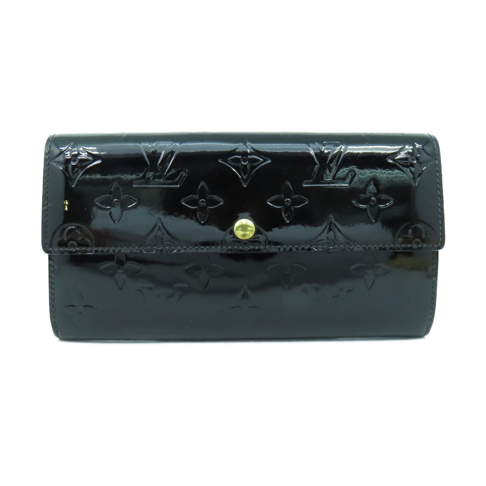 LOUIS VUITTON Vernis Long Wallet金扣長錢包黑色