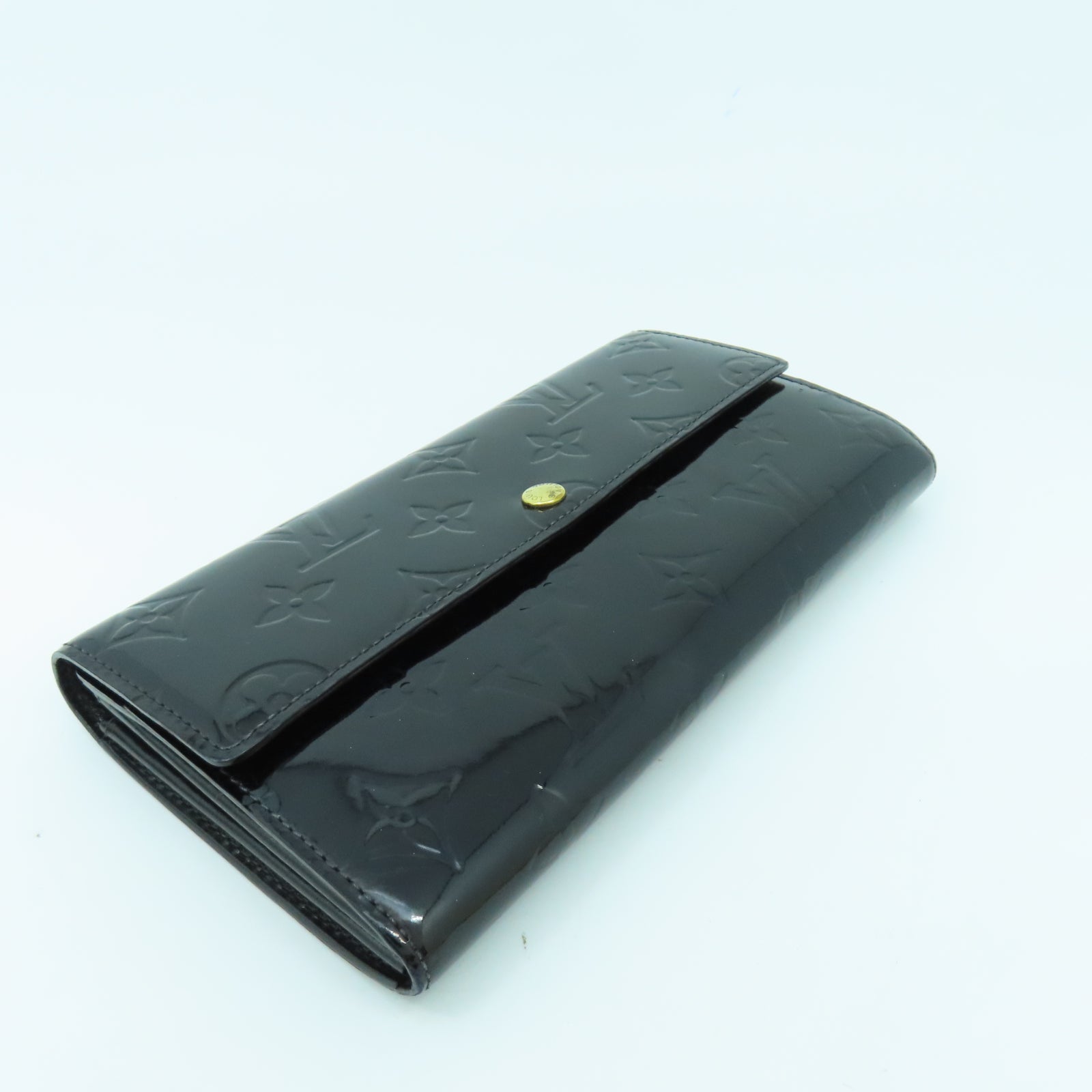 LOUIS VUITTON Vernis Long Wallet金扣长钱包黑色