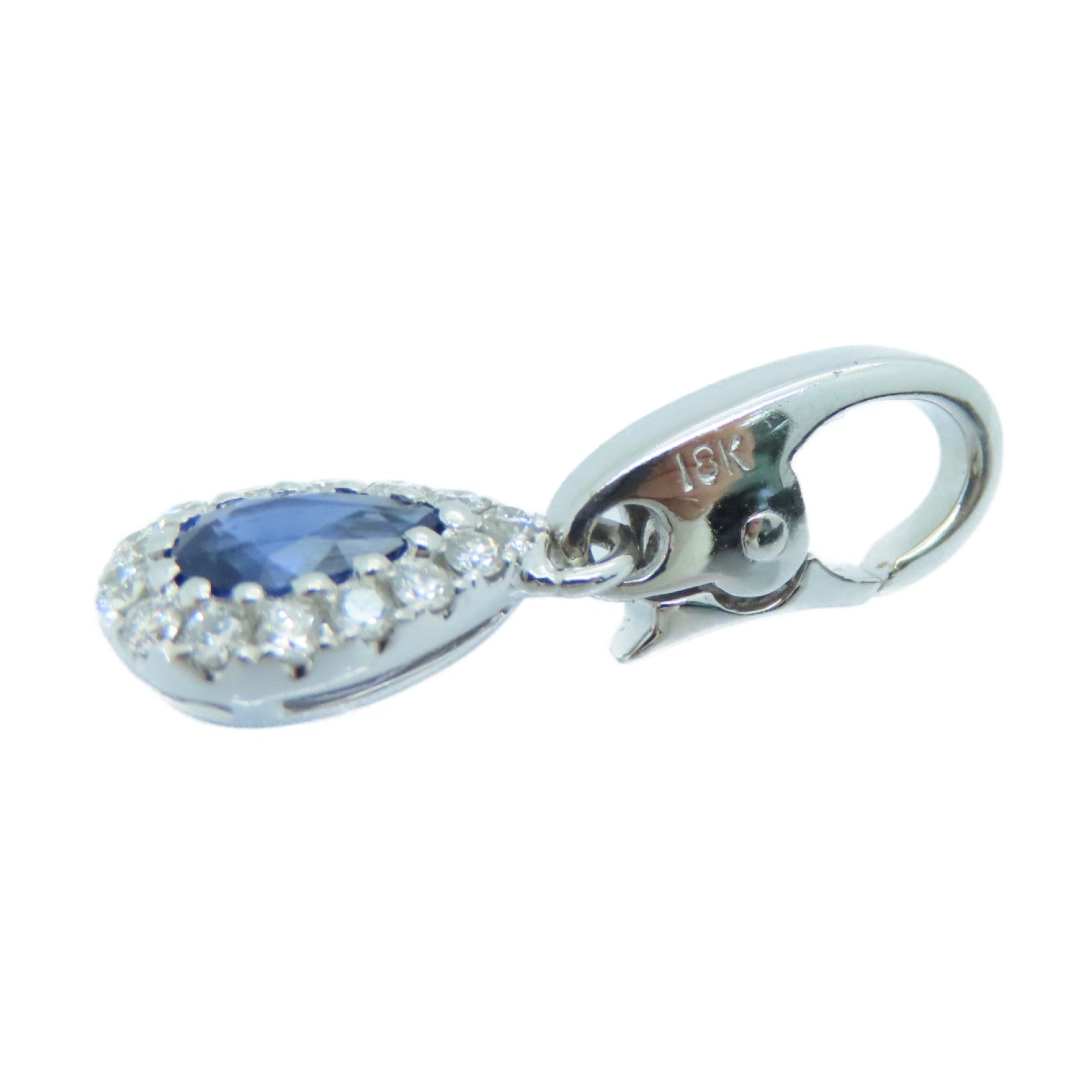 JEWELRY 18K白金Sapphire Pendant蓝宝石吊坠