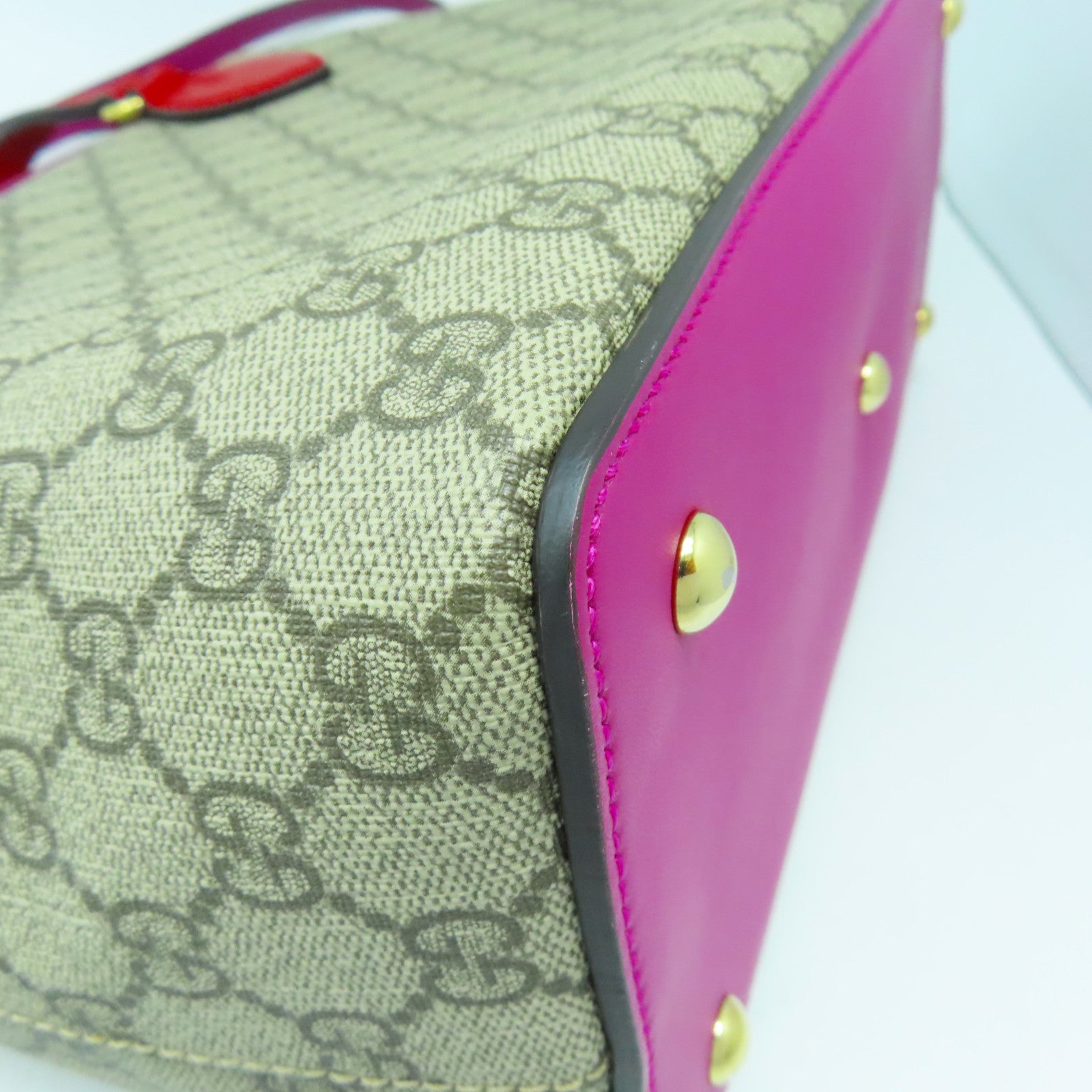 GUCCI 塗層帆布Shoulder Bag金扣手挽肩背兩用袋啡色/紅色/紫色