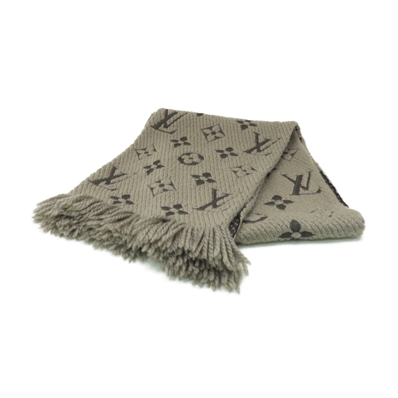 LOUIS VUITTON 絲質/羊絨Scarf絲巾灰色