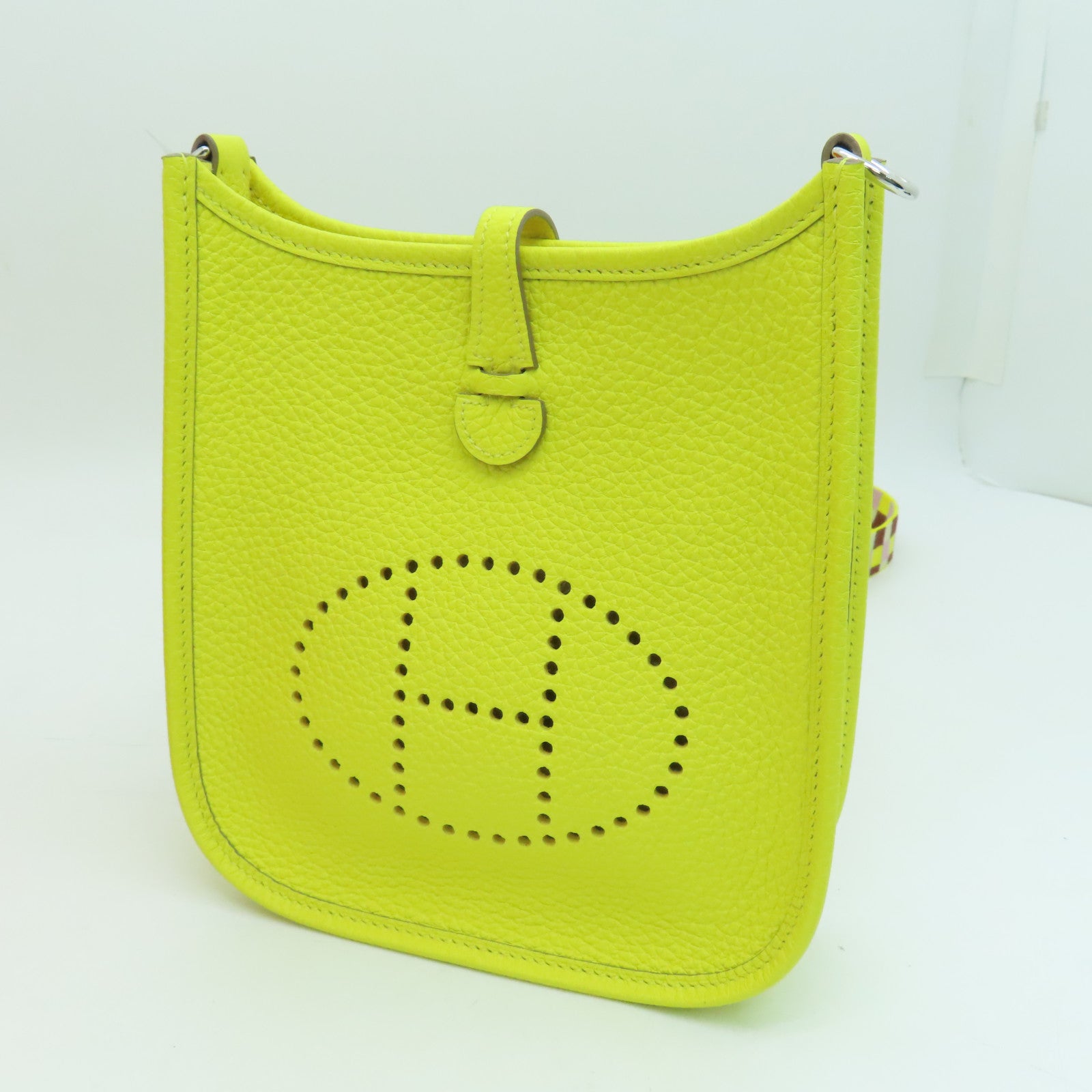 HERMES Clemence皮革Evelyne TPM Shoulder Bag银扣肩背袋黄色