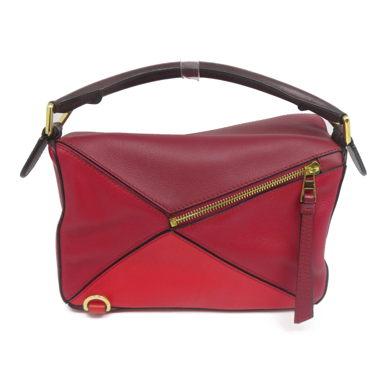 LOEWE 牛皮皮革Puzzle金扣手挽肩背兩用袋紅色