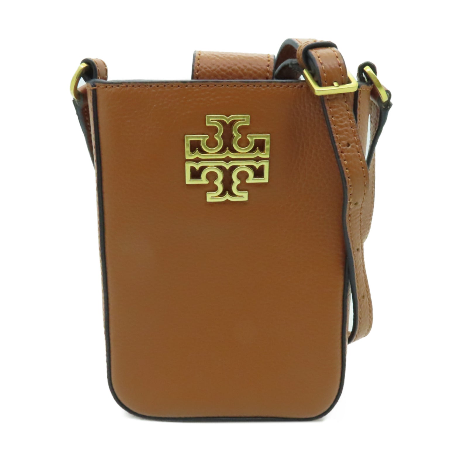 Tory Burch 牛皮皮革Shoulder Bag金扣肩背袋棕色