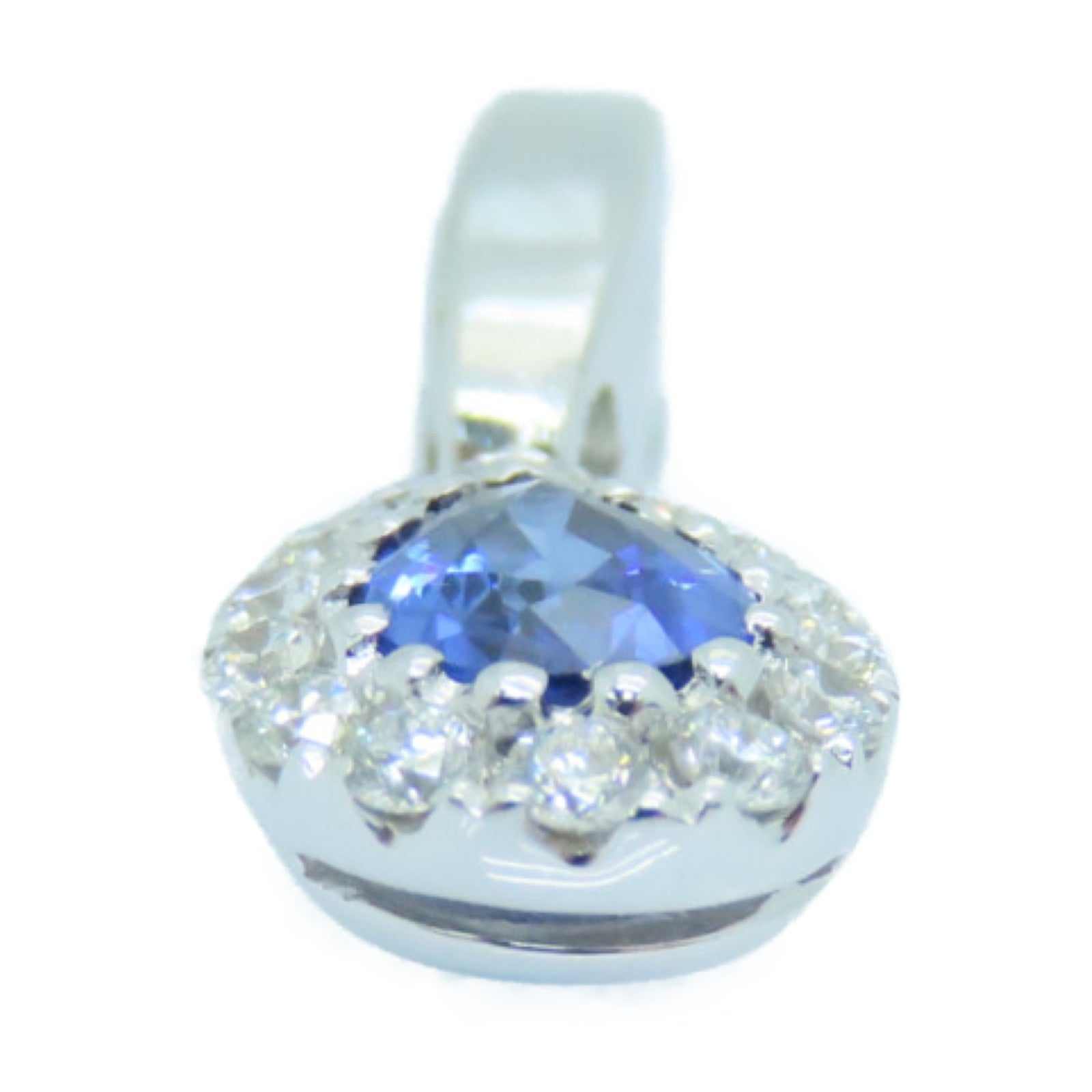 JEWELRY 18K白金Sapphire Pendant蓝宝石吊坠