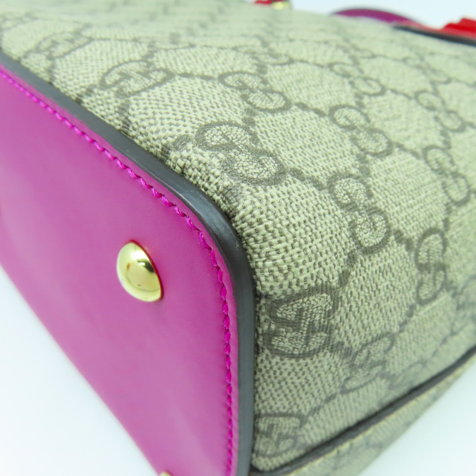 GUCCI 塗層帆布Shoulder Bag金扣手挽肩背兩用袋啡色/紅色/紫色