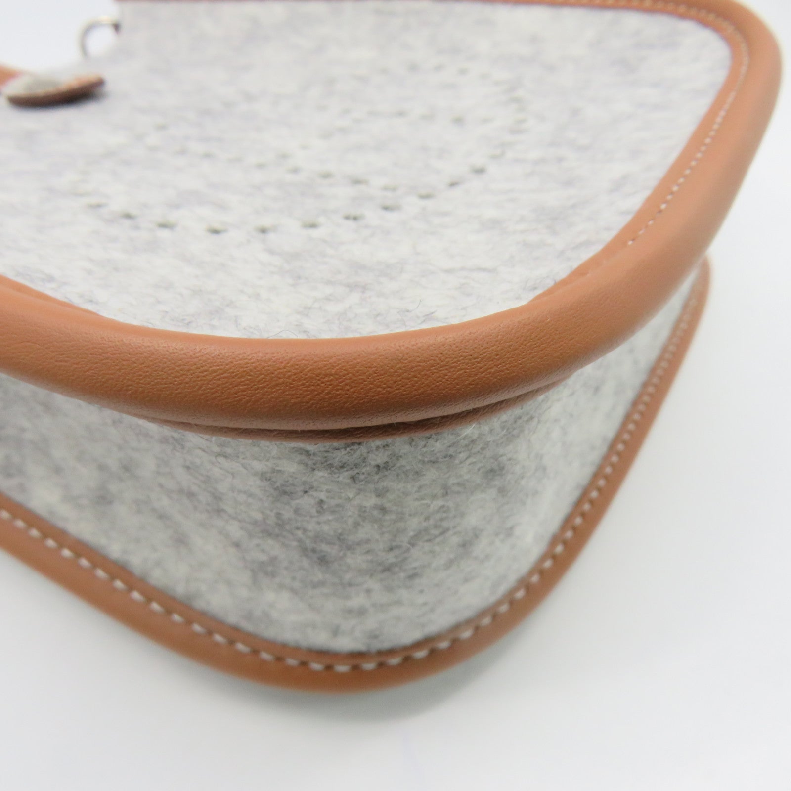 HERMES Swift皮革/羊毛銀扣肩背袋Shoulder Bag灰色啡色