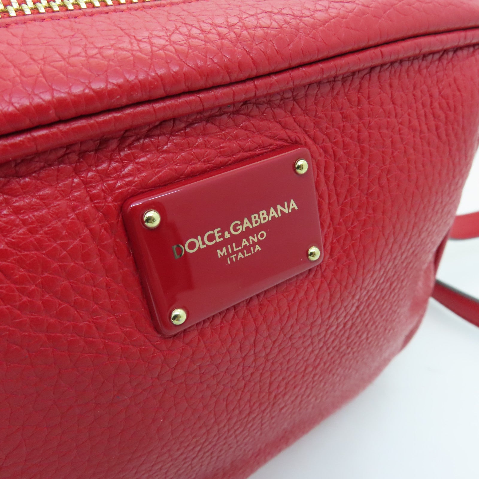 D&G cowhide leather Shoulder Bag gold buckle shoulder bag red