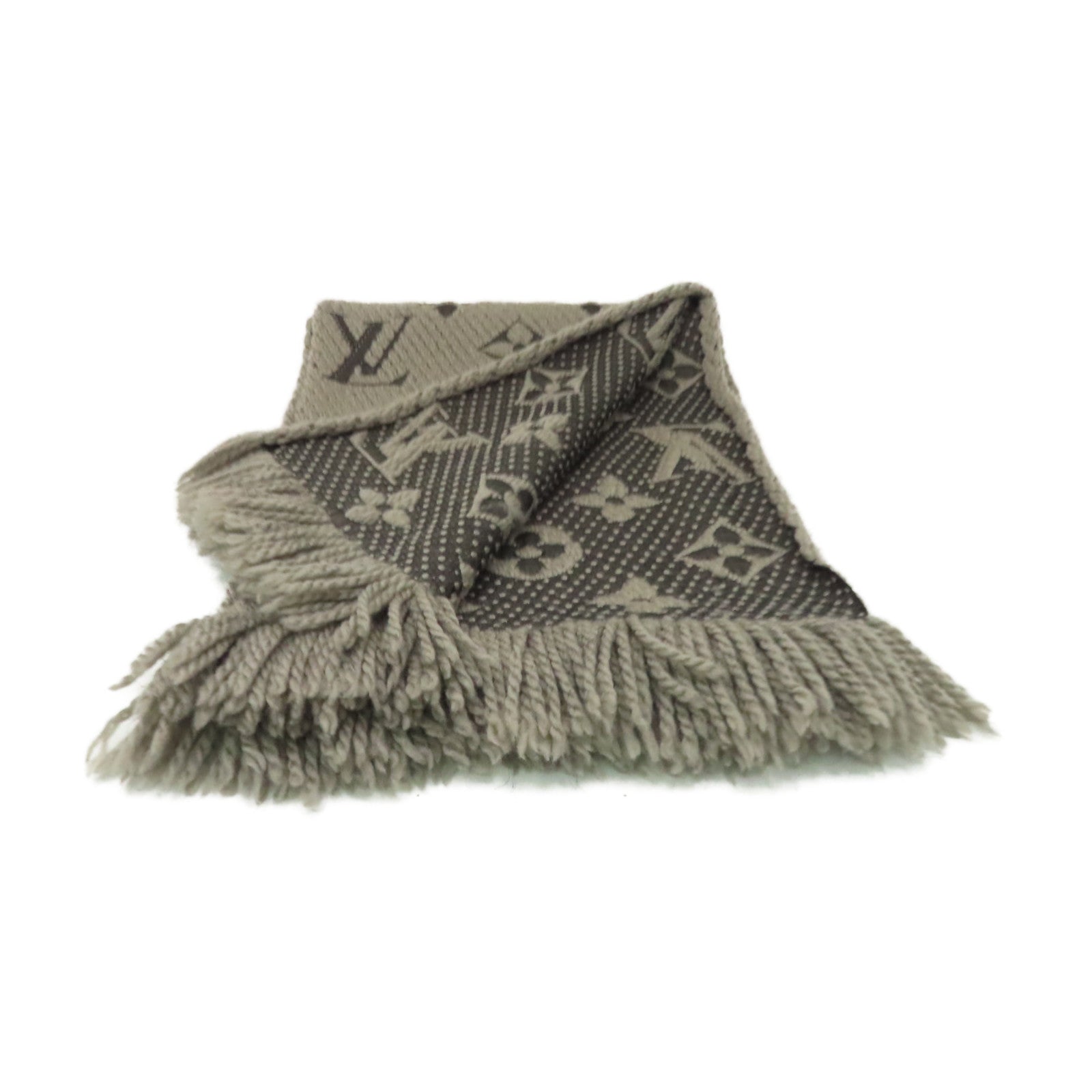 LOUIS VUITTON 絲質/羊絨Scarf絲巾灰色