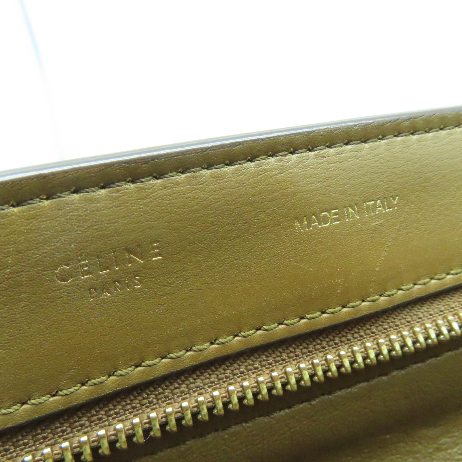 CELINE 牛皮皮革Shoulder Bag金扣肩背袋白色啡色