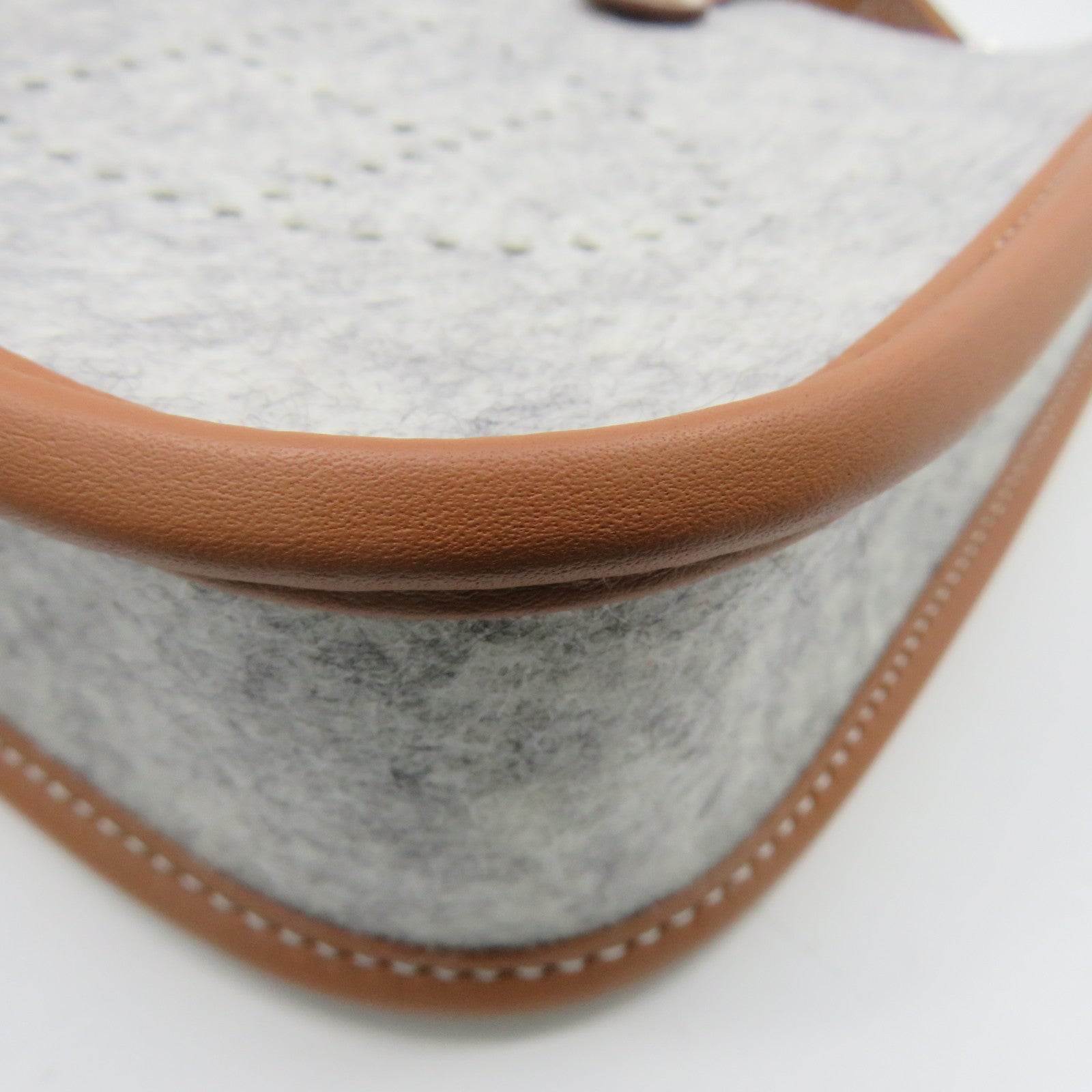 HERMES Swift皮革/羊毛銀扣肩背袋Shoulder Bag灰色啡色