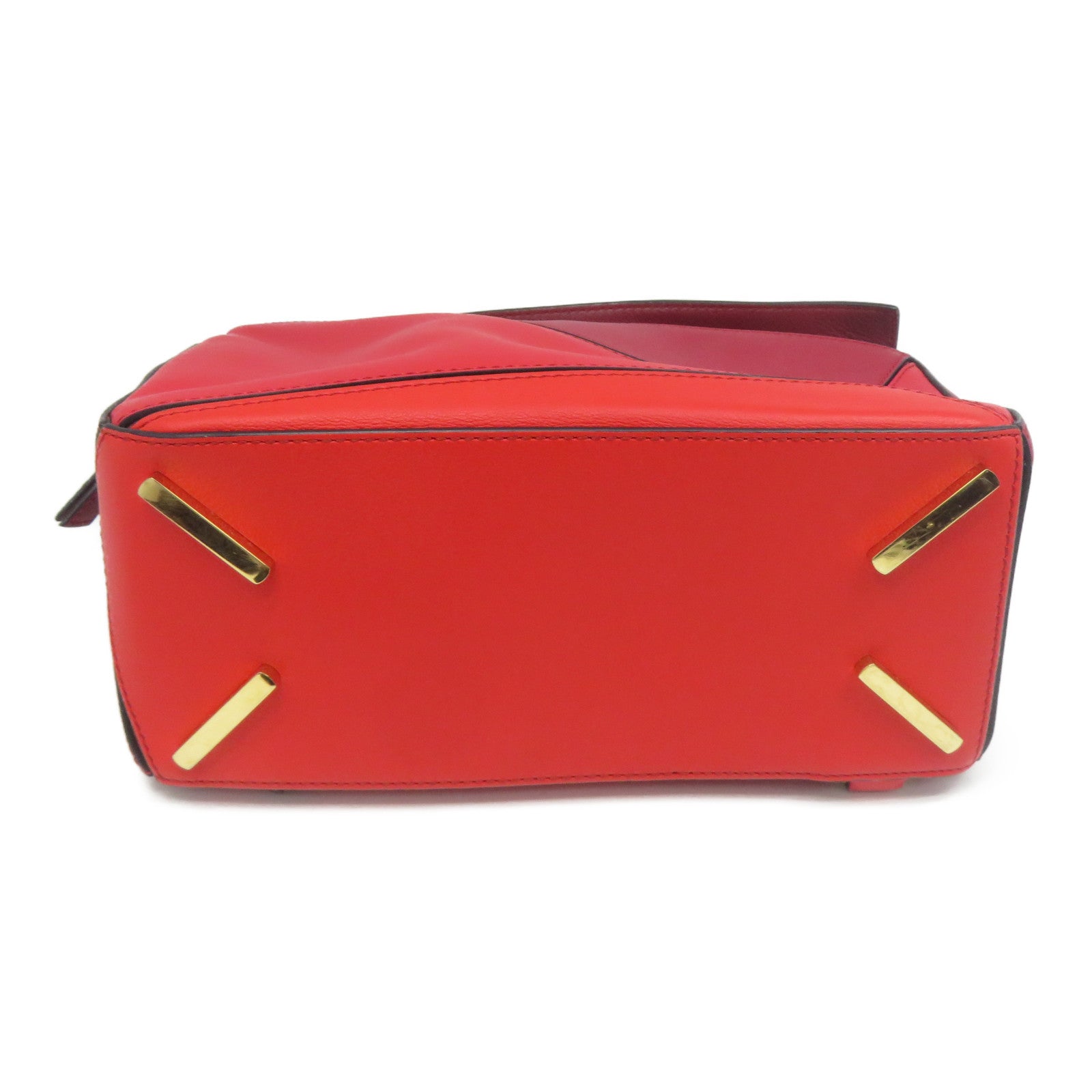 LOEWE 牛皮皮革Puzzle金扣手挽肩背兩用袋紅色