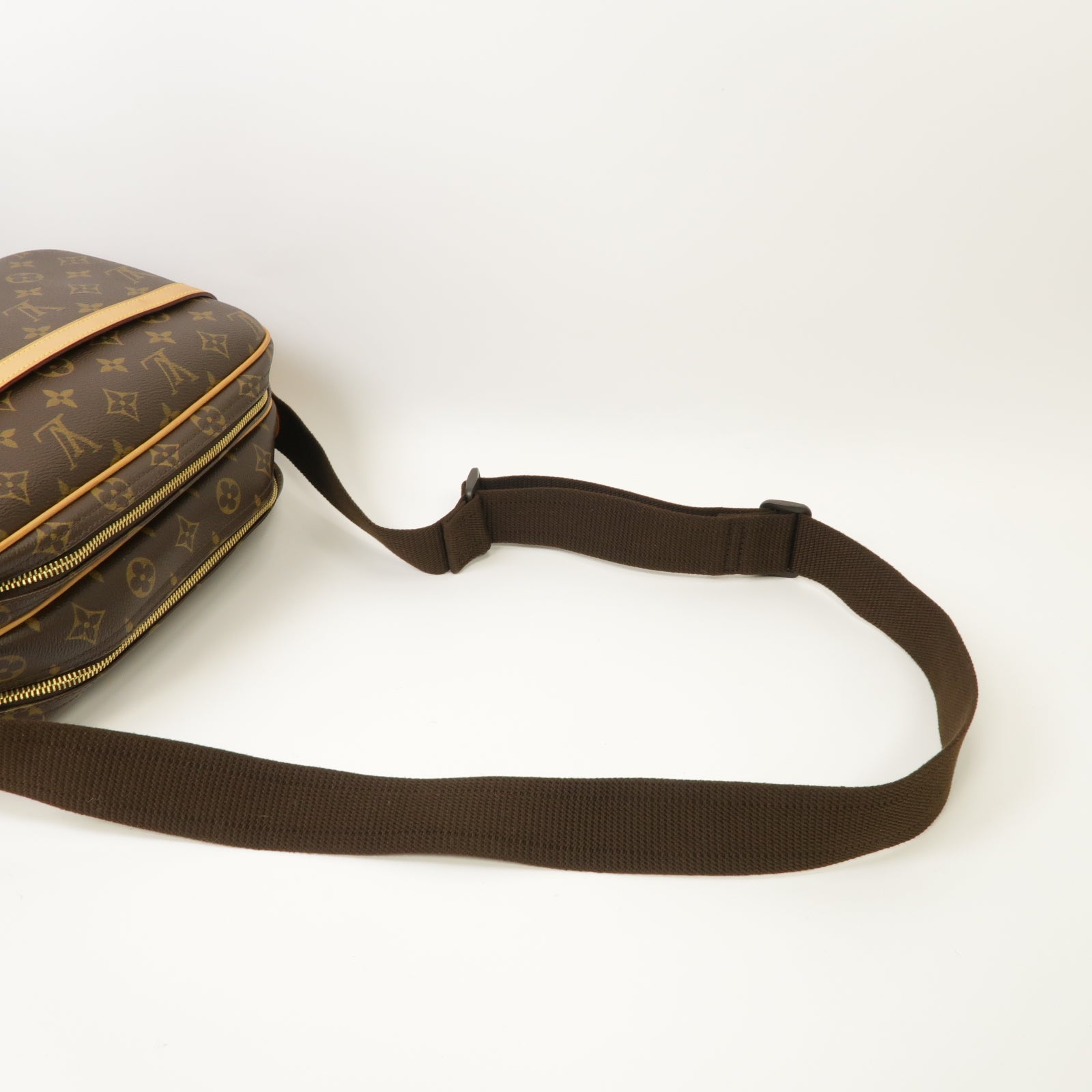 LOUIS VUITTON Monogram Reporter金扣肩背袋棕色