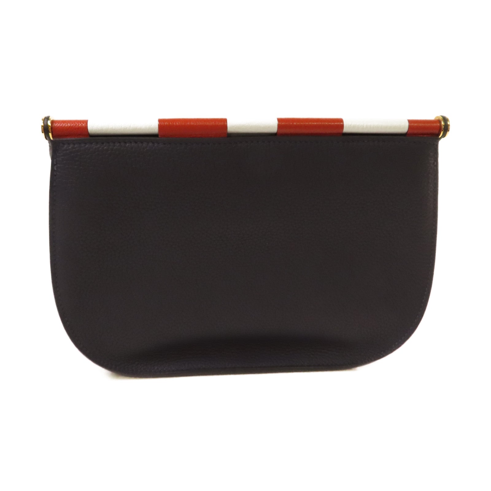HERMES 牛皮皮革Sac Saut 25 Shoulder Bag金扣肩背袋深藍色