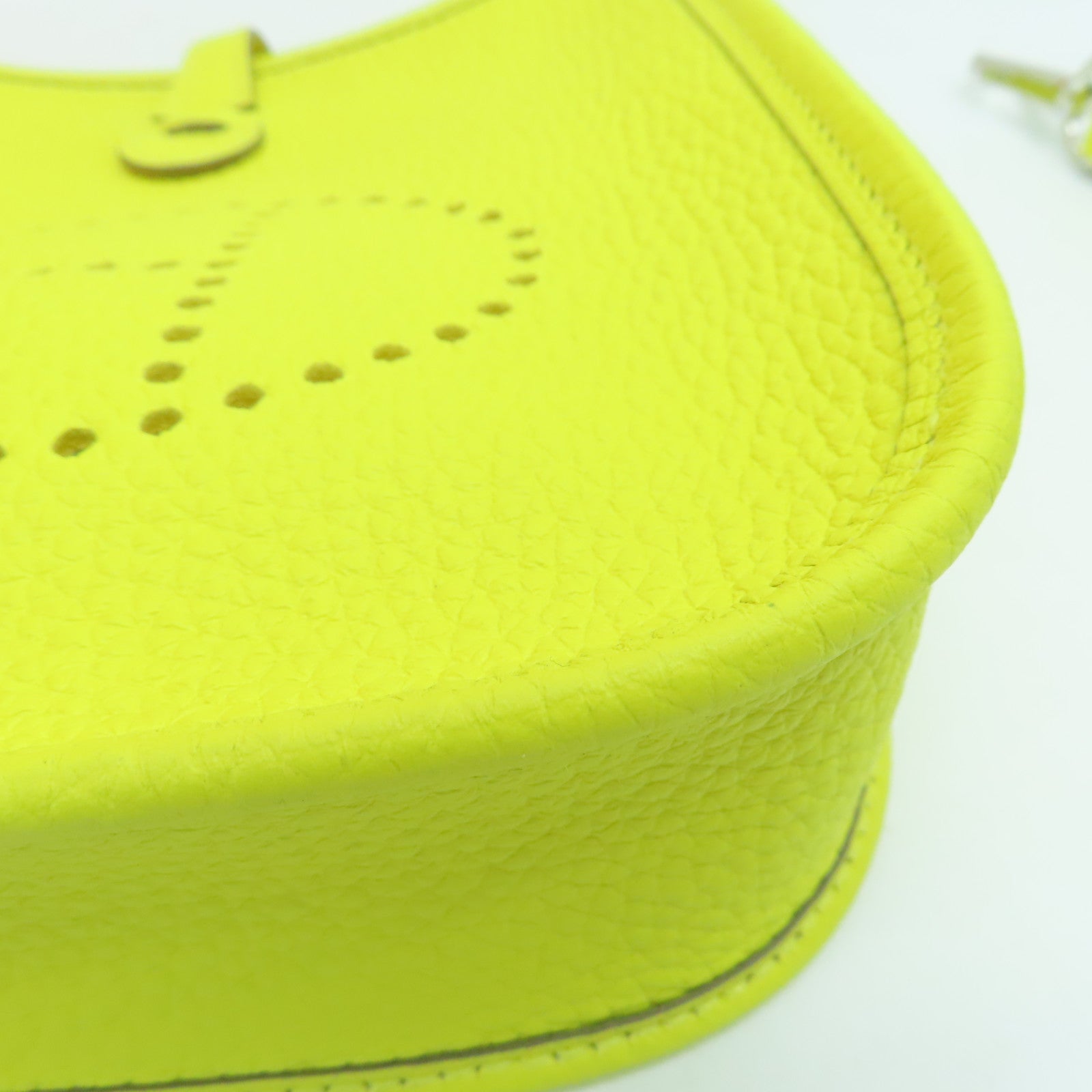 HERMES Clemence皮革Evelyne TPM Shoulder Bag银扣肩背袋黄色