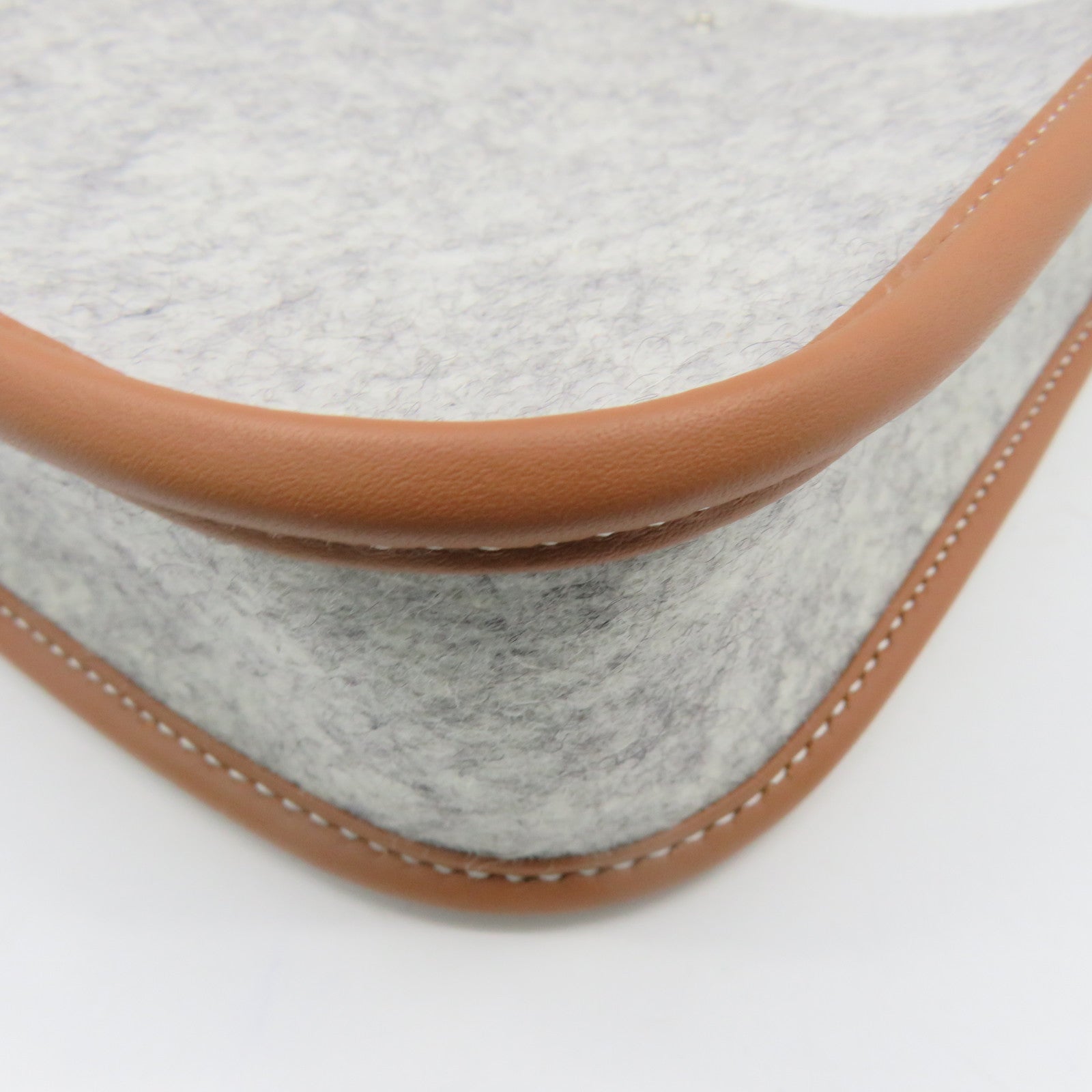 HERMES Swift皮革/羊毛銀扣肩背袋Shoulder Bag灰色啡色