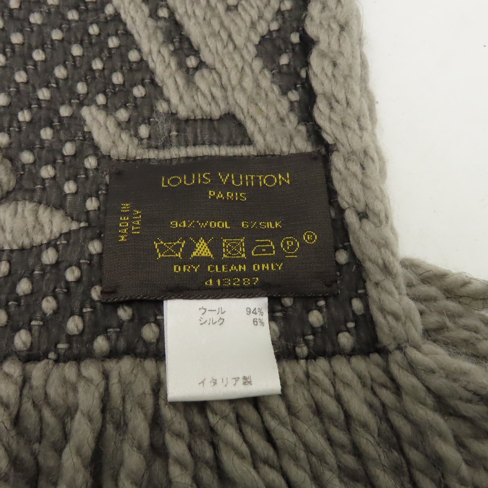 LOUIS VUITTON 絲質/羊絨Scarf絲巾灰色