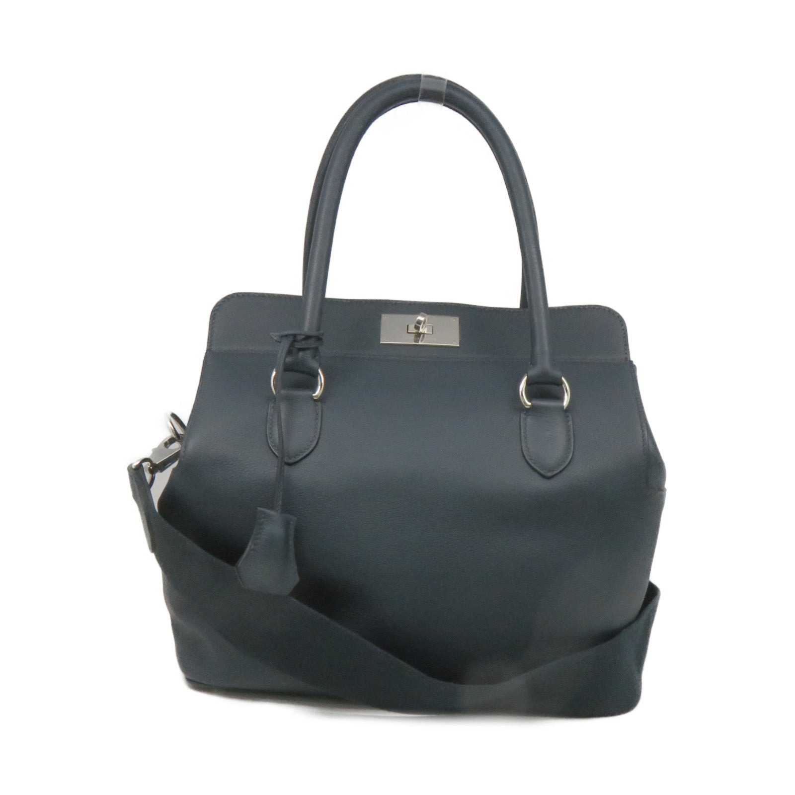 HERMES 【激減優惠】Swift皮革Tool Box 26 2Way Shoulder Bag銀扣手挽肩背兩用袋鴨子藍