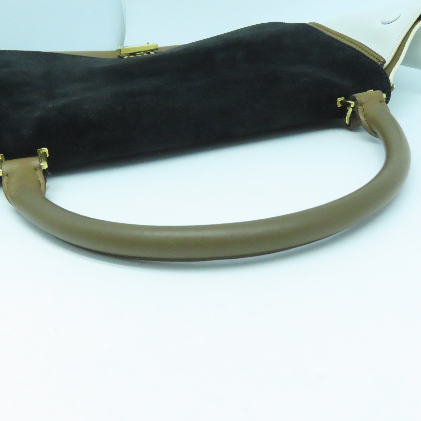 CELINE 牛皮皮革Shoulder Bag金扣肩背袋白色啡色