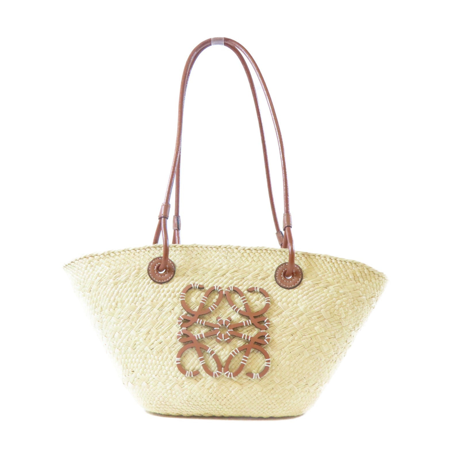LOEWE 藤料Anagram Basket Bag手挽袋米色/啡色