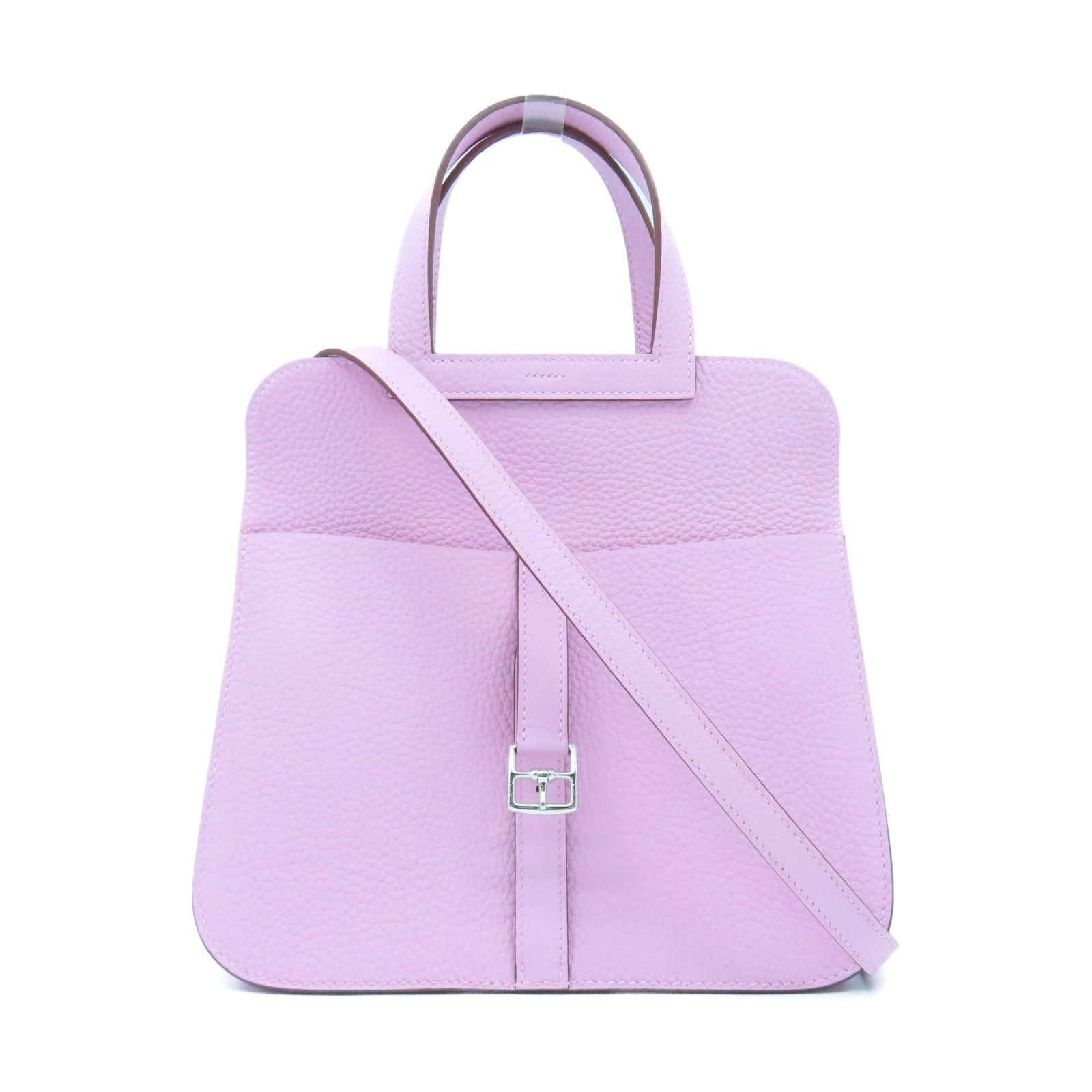 HERMES Clemence皮革Halzan 25銀扣手挽肩背兩用袋Mauve Sylvestre錦葵紫色