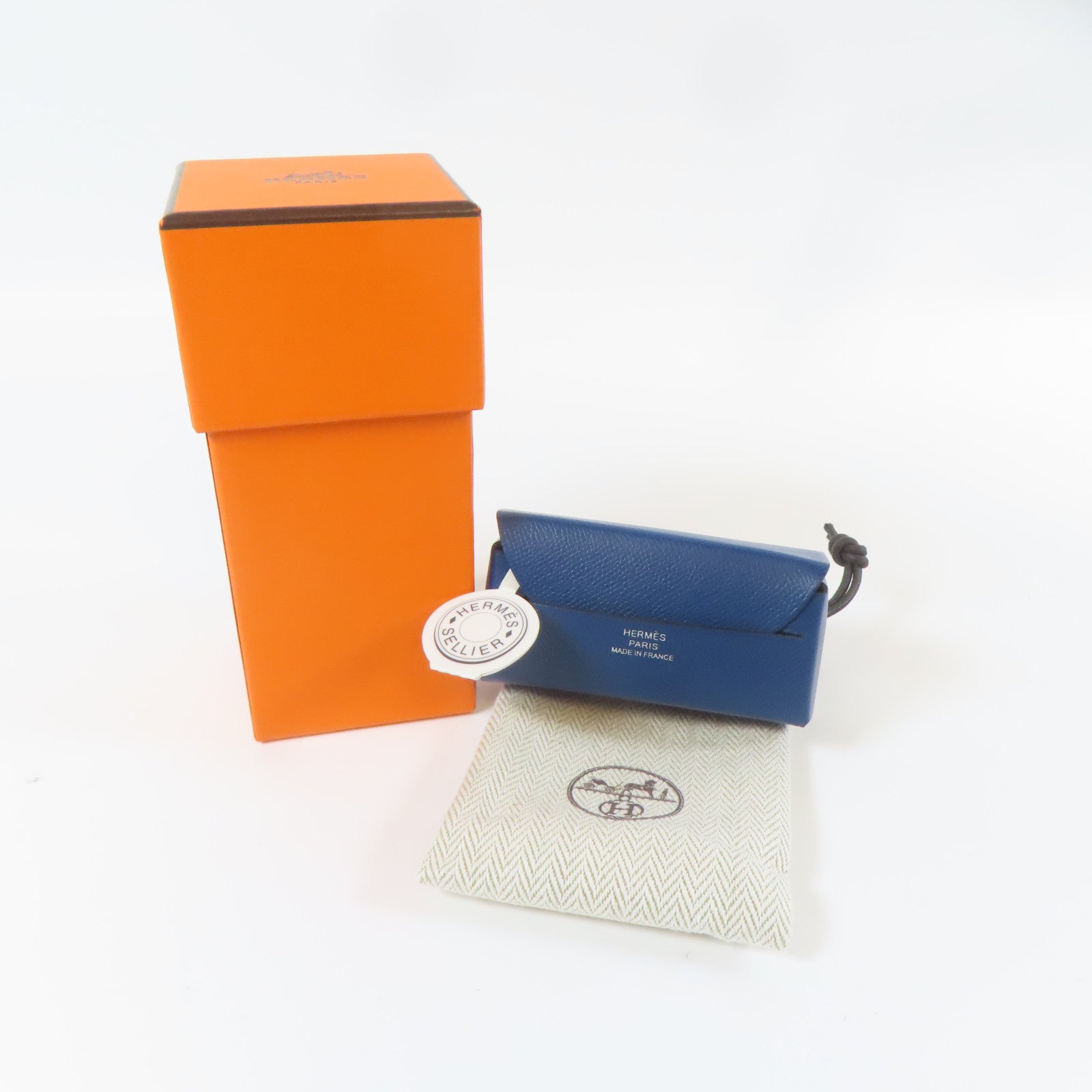 HERMES 牛皮皮革Lipstick Case口紅盒深藍色