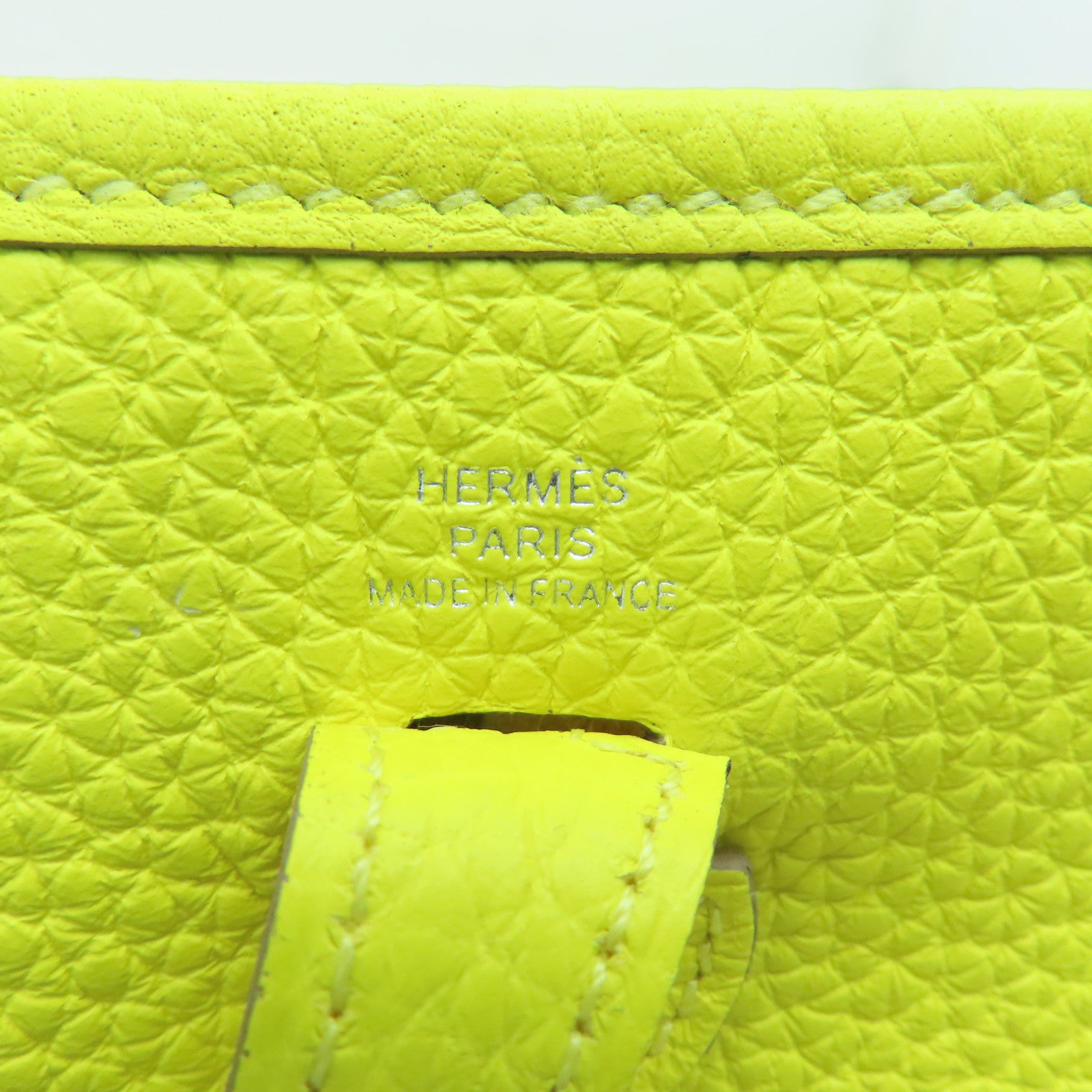 HERMES Clemence皮革Evelyne TPM Shoulder Bag银扣肩背袋黄色