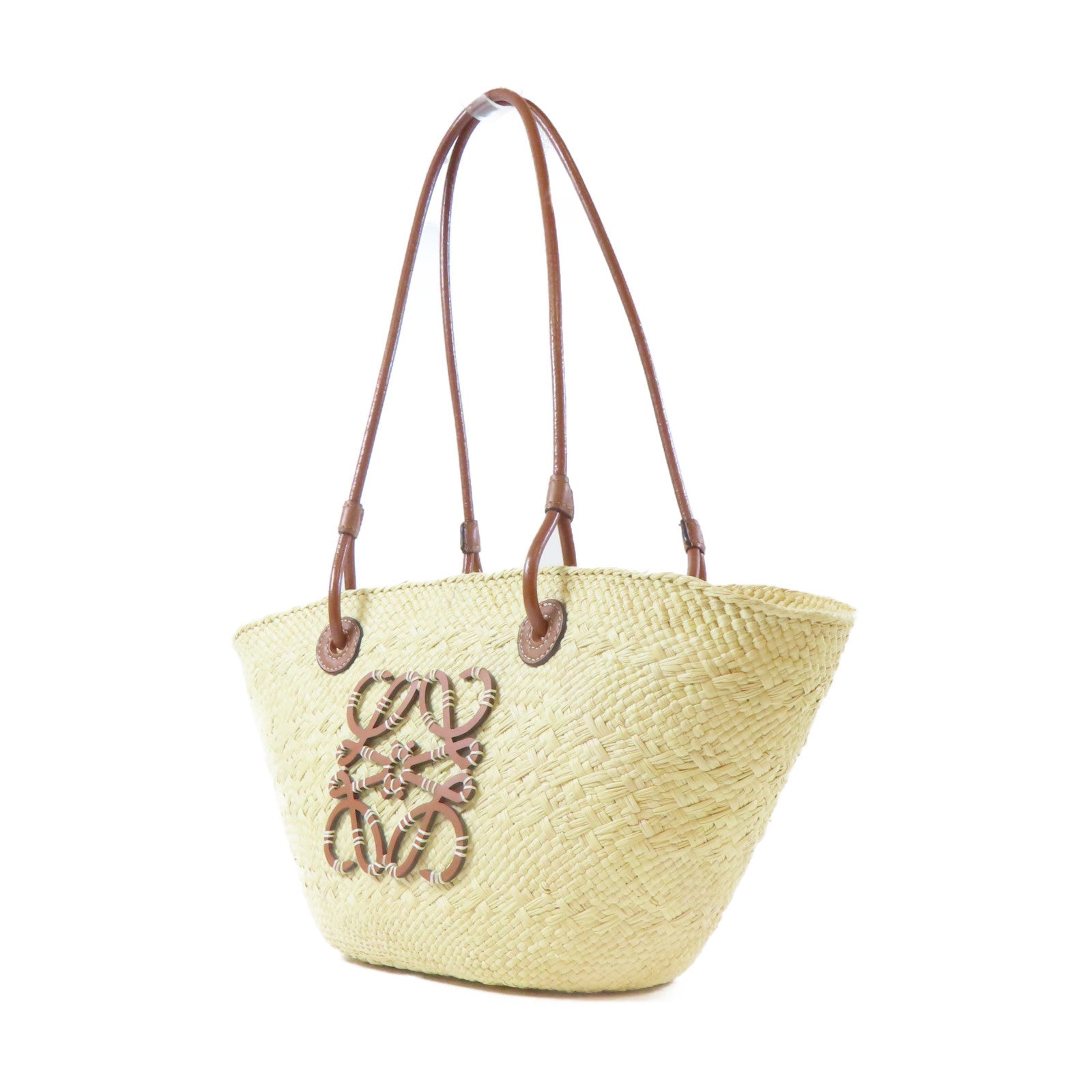 LOEWE 藤料Anagram Basket Bag手挽袋米色/啡色
