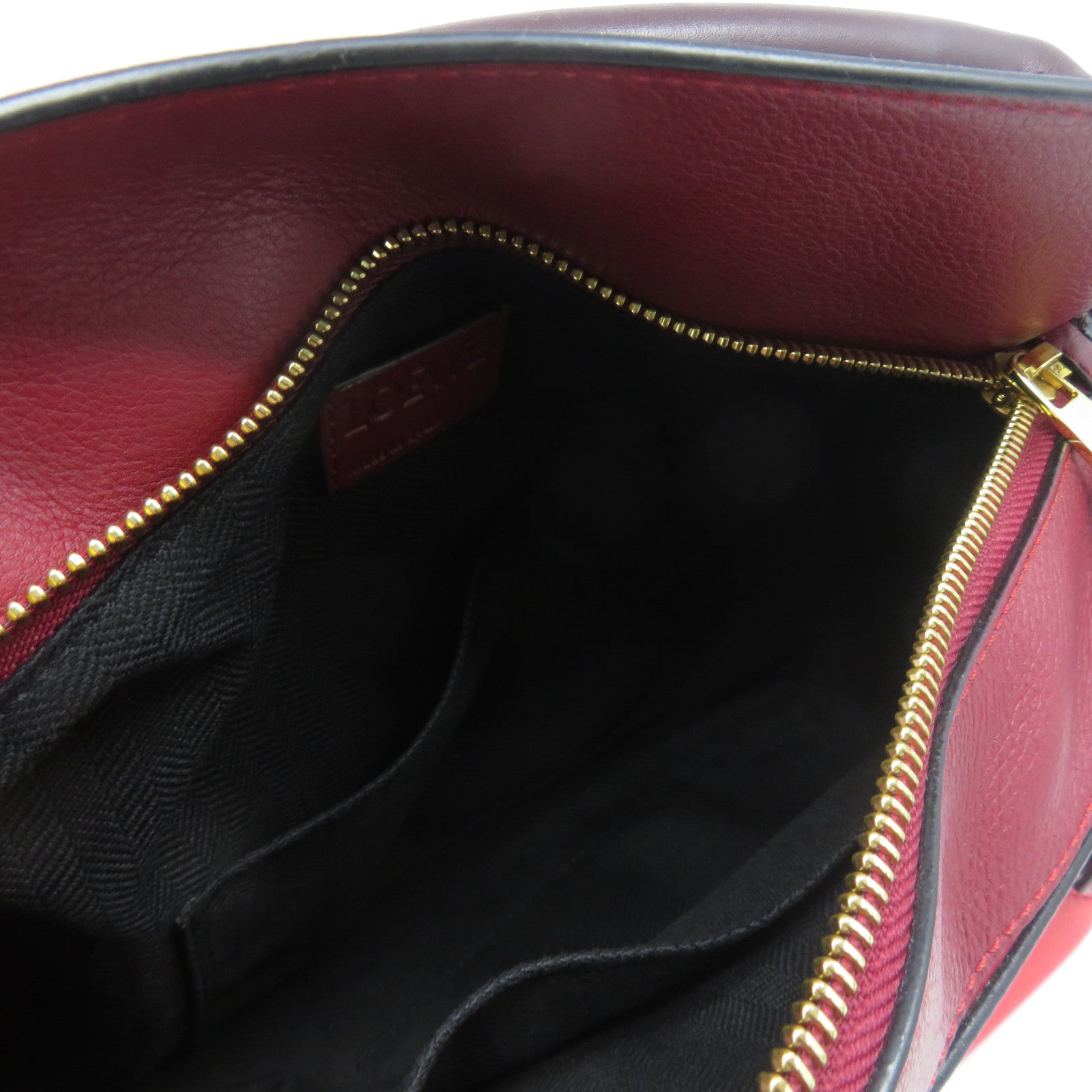 LOEWE 牛皮皮革Puzzle金扣手挽肩背兩用袋紅色