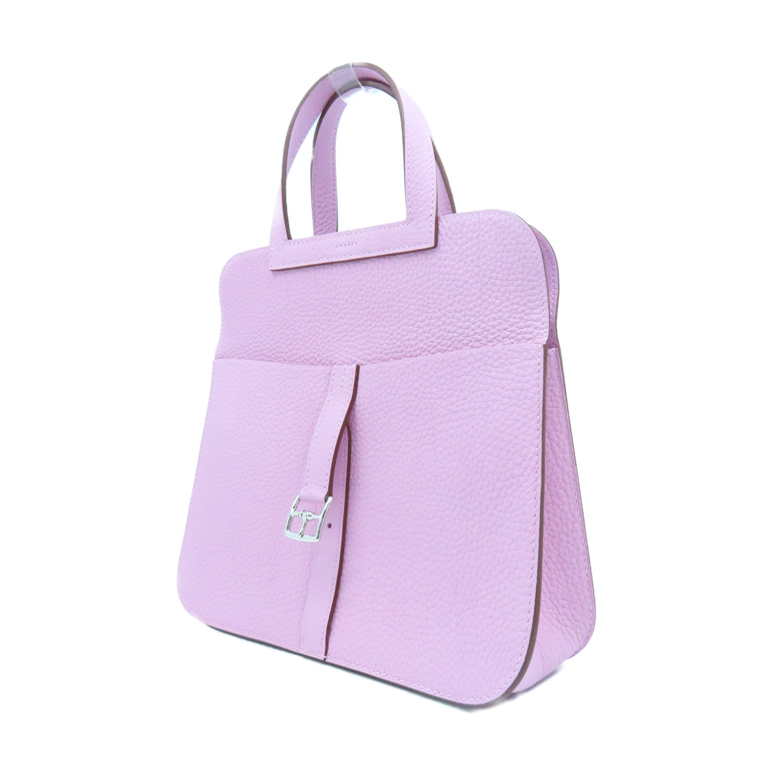 HERMES Clemence皮革Halzan 25銀扣手挽肩背兩用袋Mauve Sylvestre錦葵紫色