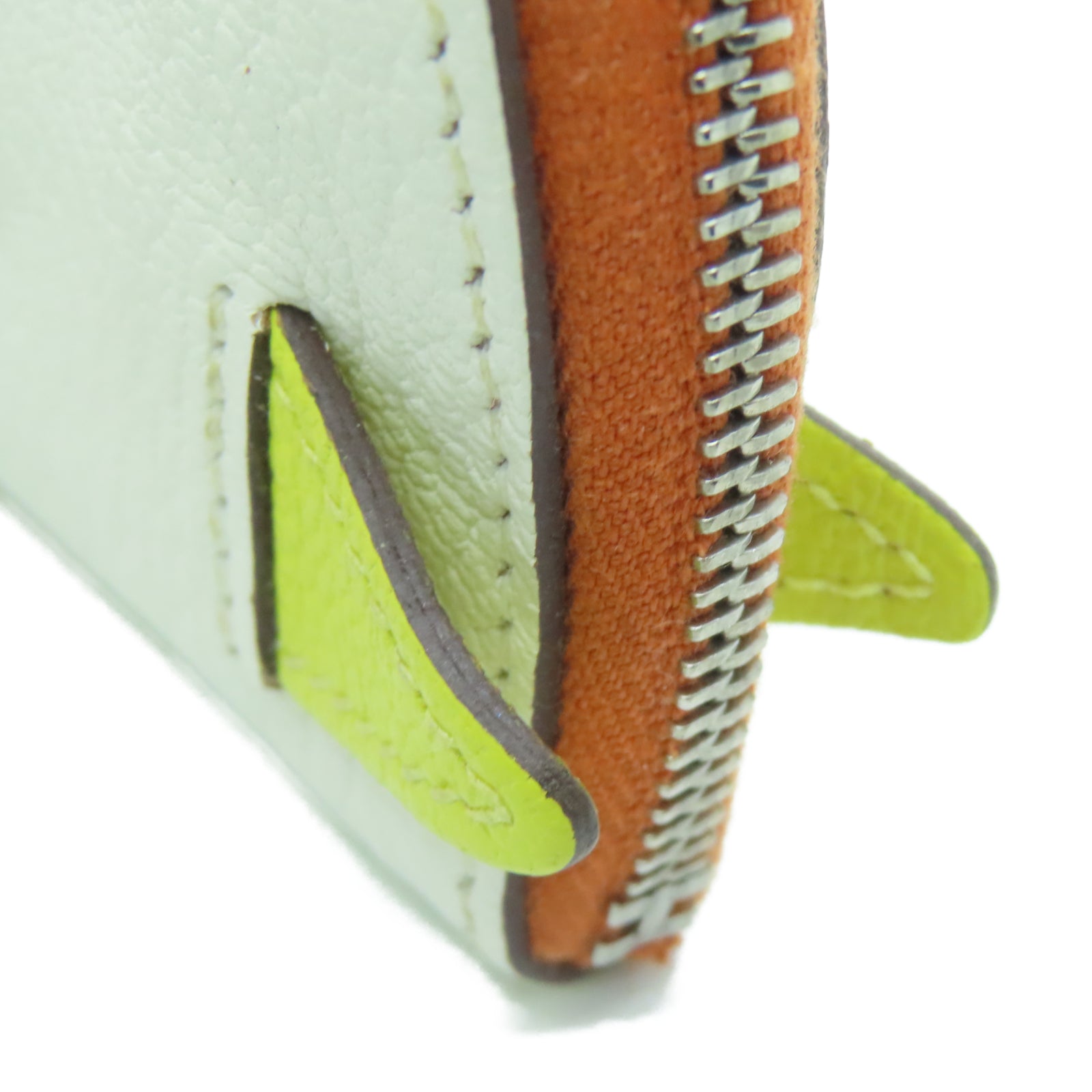 HERMES Chevre Leather Paddock Change Purse Silver Buckle Coin Purse Beige