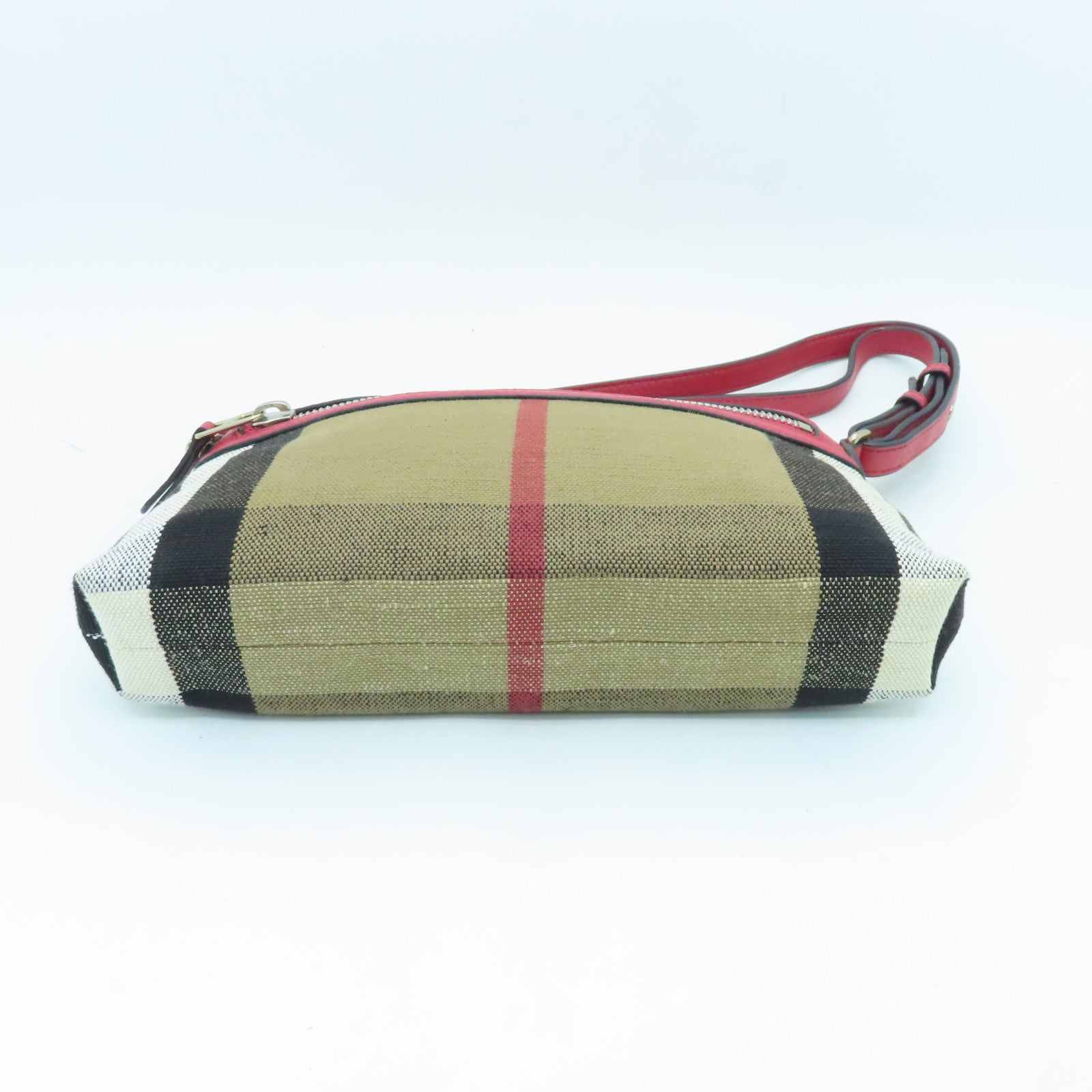BURBERRY Canvas Shoulder Bag Gold Buckle Shoulder Bag Brown Red
