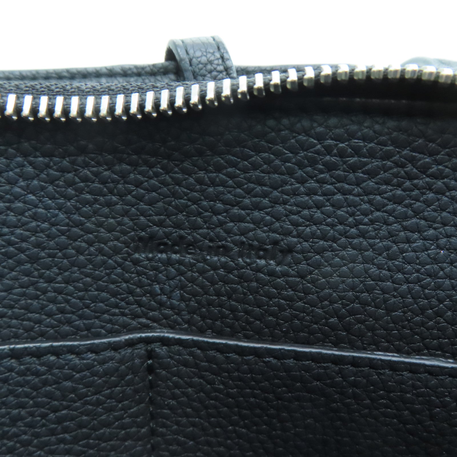 CELINE Cowhide Leather Tri-Fold Silver Buckle Handle Bag Black