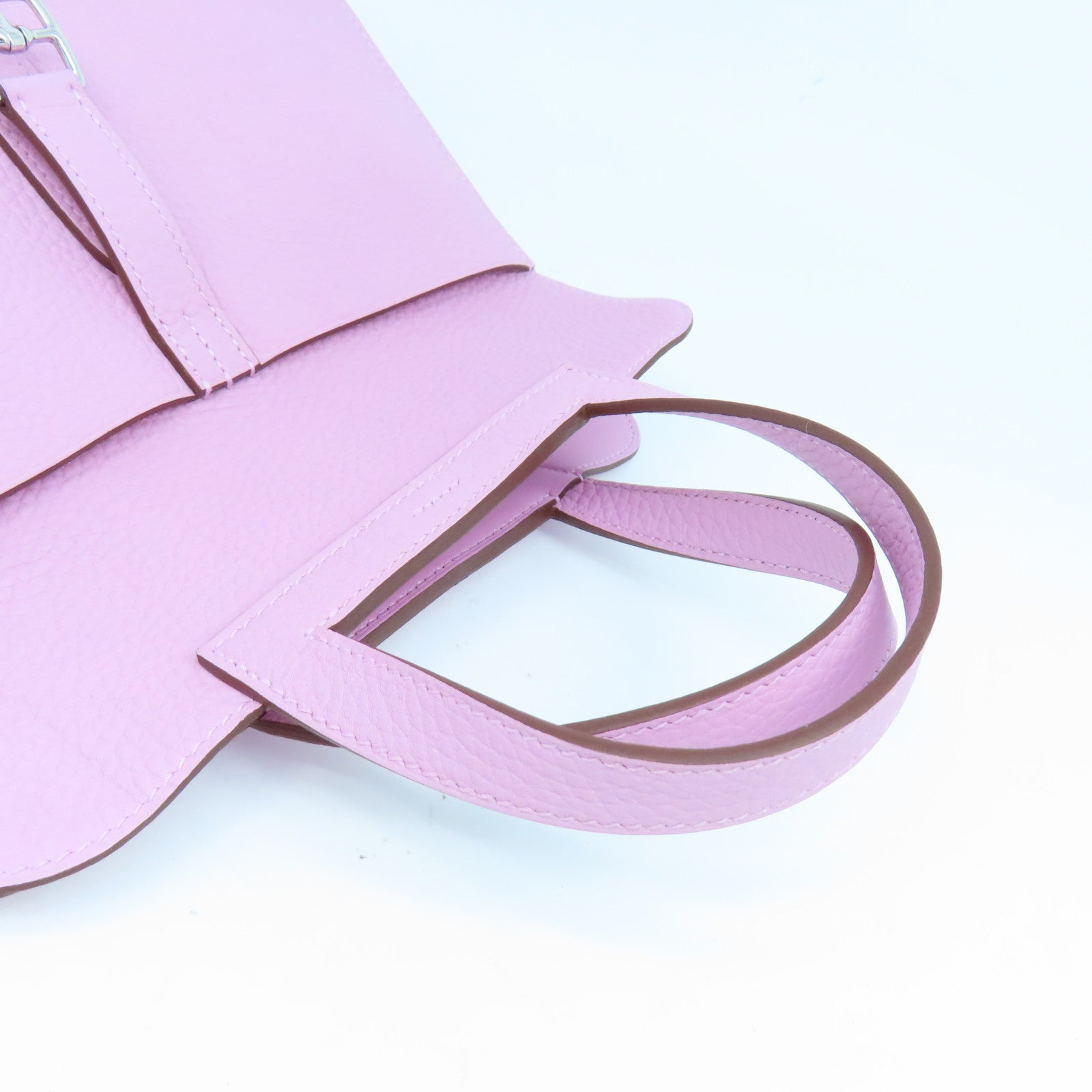 HERMES Clemence皮革Halzan 25銀扣手挽肩背兩用袋Mauve Sylvestre錦葵紫色