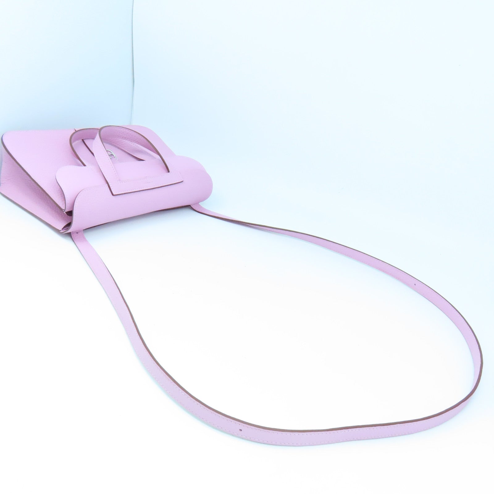 HERMES Clemence皮革Halzan 25銀扣手挽肩背兩用袋Mauve Sylvestre錦葵紫色