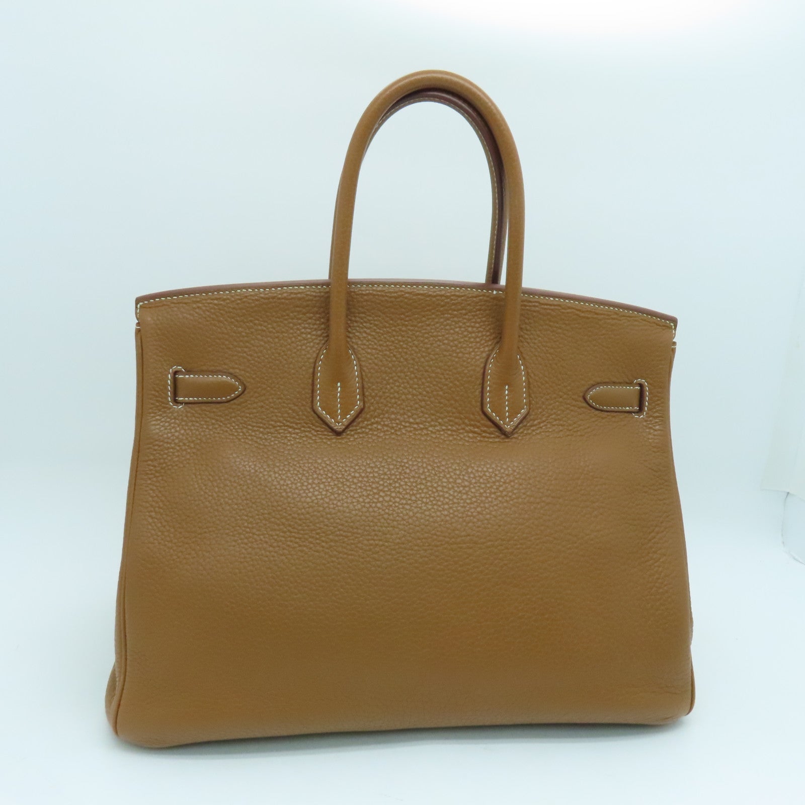 HERMES Clemence Leather Birkin 35 Hand Bag Silver Buckle Hand Bag Gold