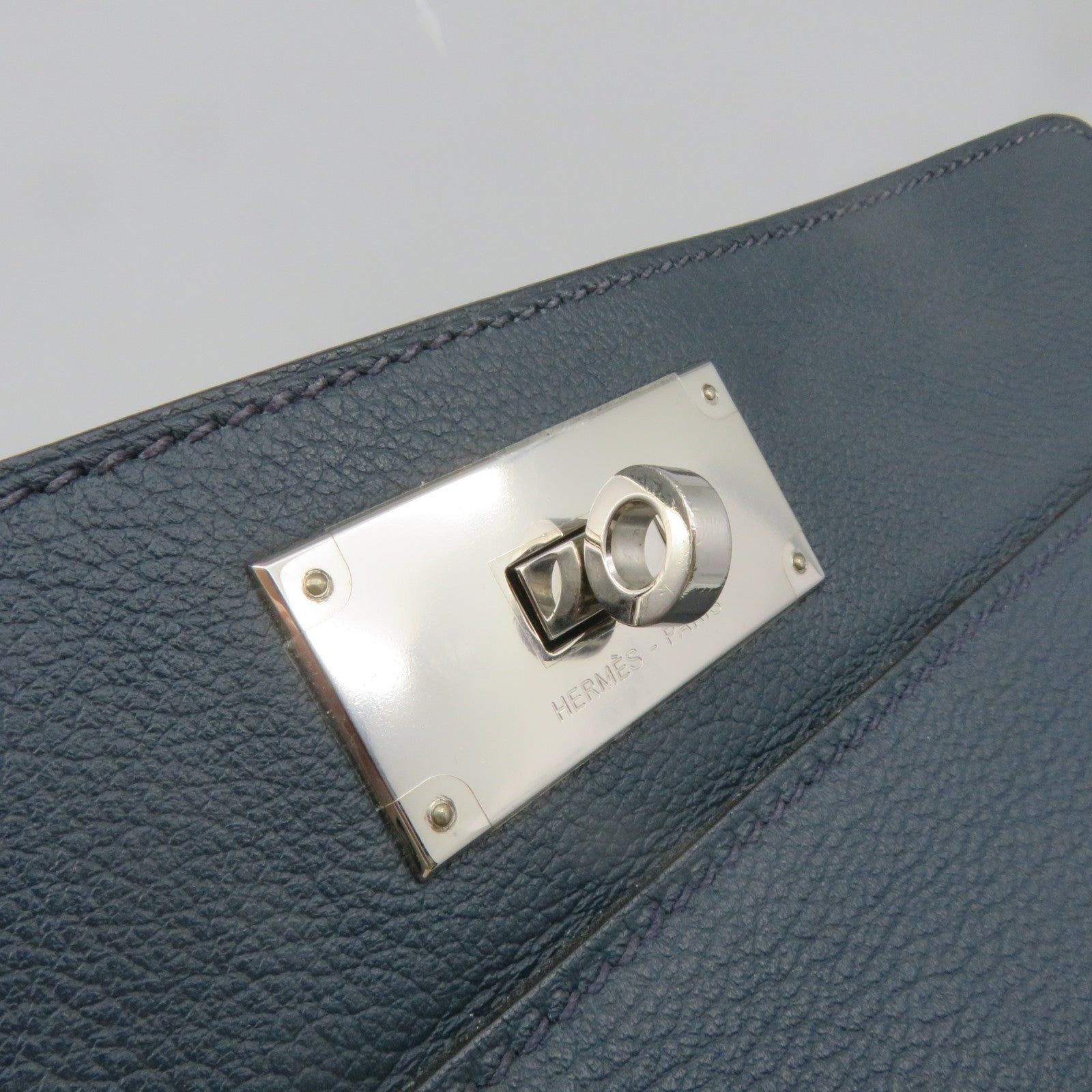 HERMES 【激減優惠】Swift皮革Tool Box 26 2Way Shoulder Bag銀扣手挽肩背兩用袋鴨子藍