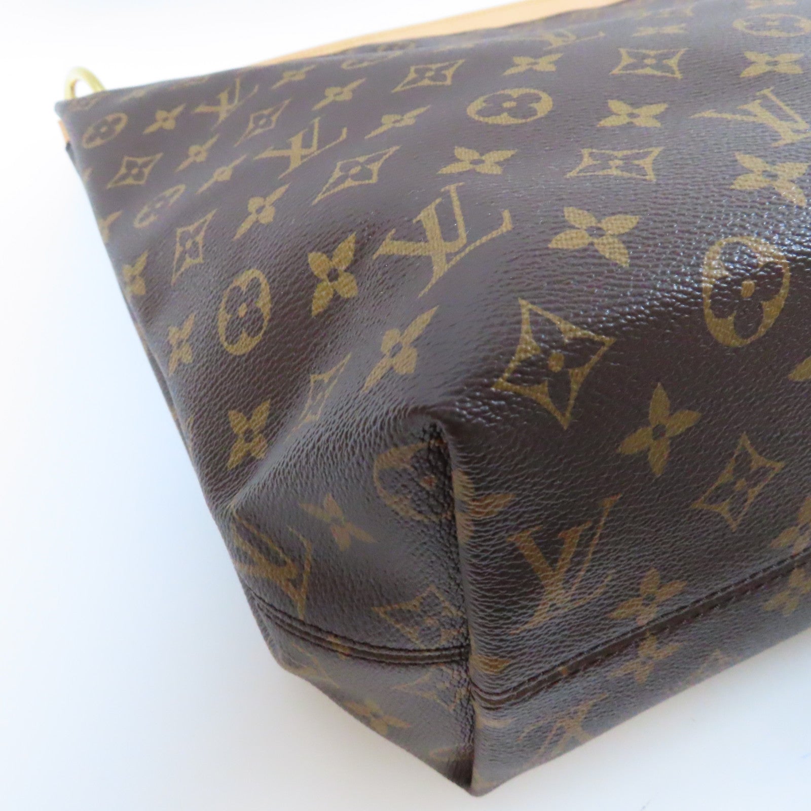 LOUIS VUITTON Monogram Delightful MM金扣肩背袋啡色
