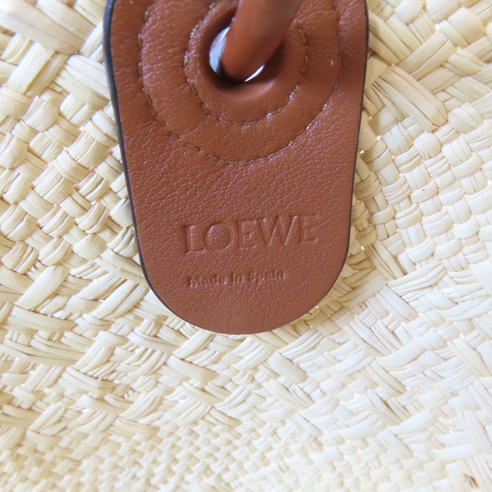 LOEWE 藤料Anagram Basket Bag手挽袋米色/啡色