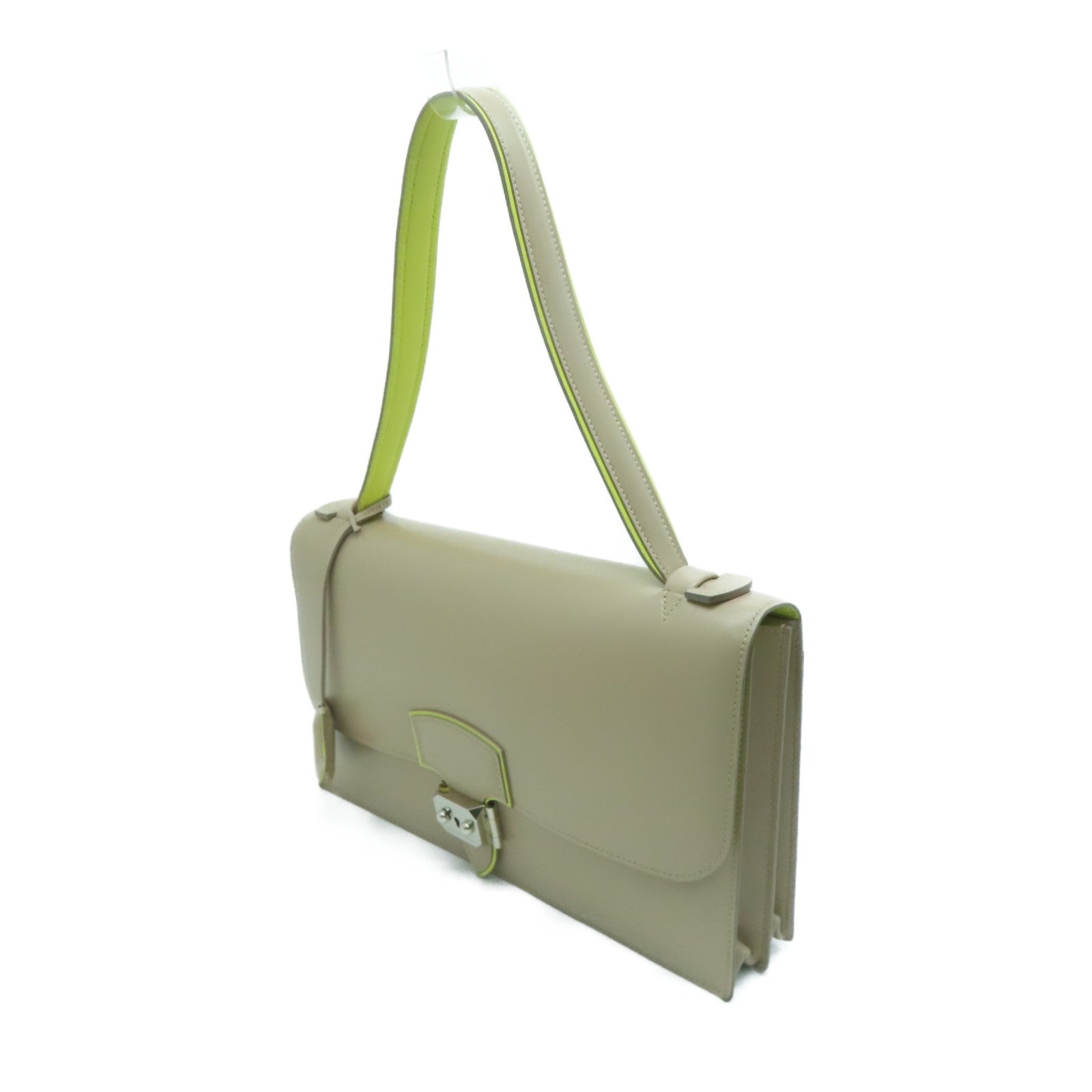 HERMES [Sharp discount] Swift leather Illico Elan silver buckle handle bag beige yellow